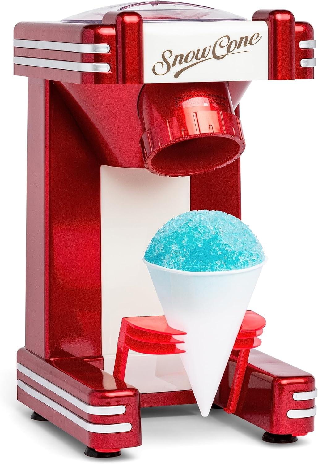 Nostalgia Nostalgia Retro Single Countertop Snow Cone Maker, Includes 1 Reusable Plastic Cup, Stainless Steel Blades