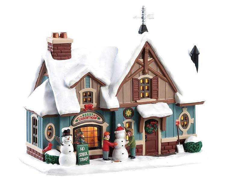 Porcelain Snow Day Village House with LED Lights