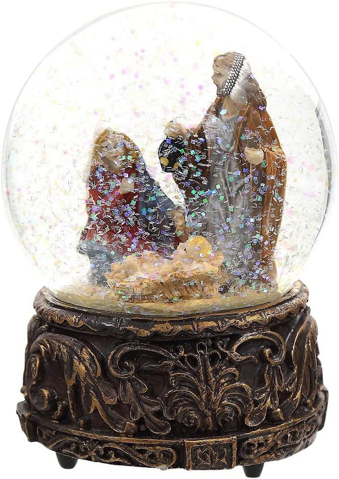 Nativity Musical Glass Snow Globe with Polystone Base