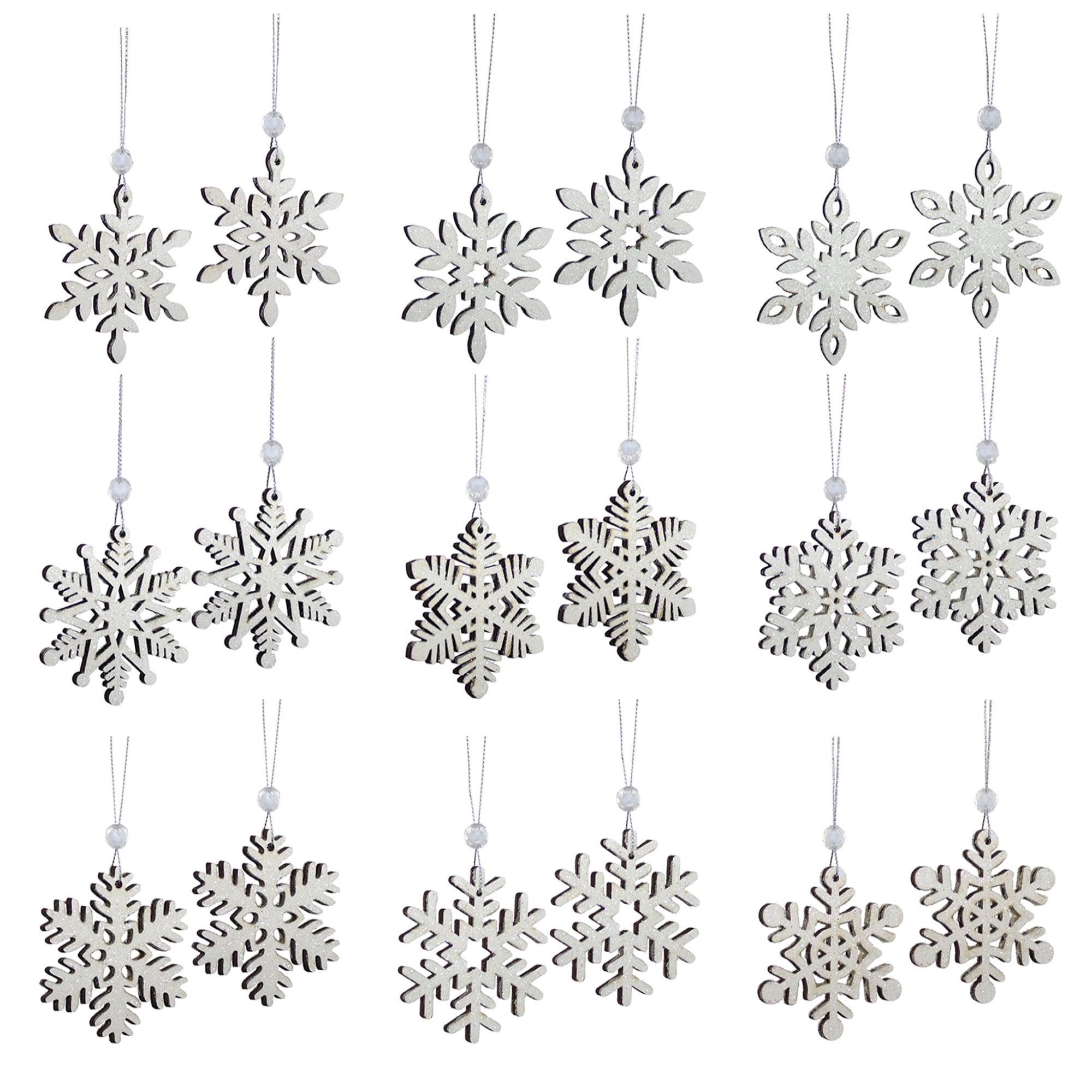 Melrose Wooden Mini Snowflake Ornament (Set of 18)