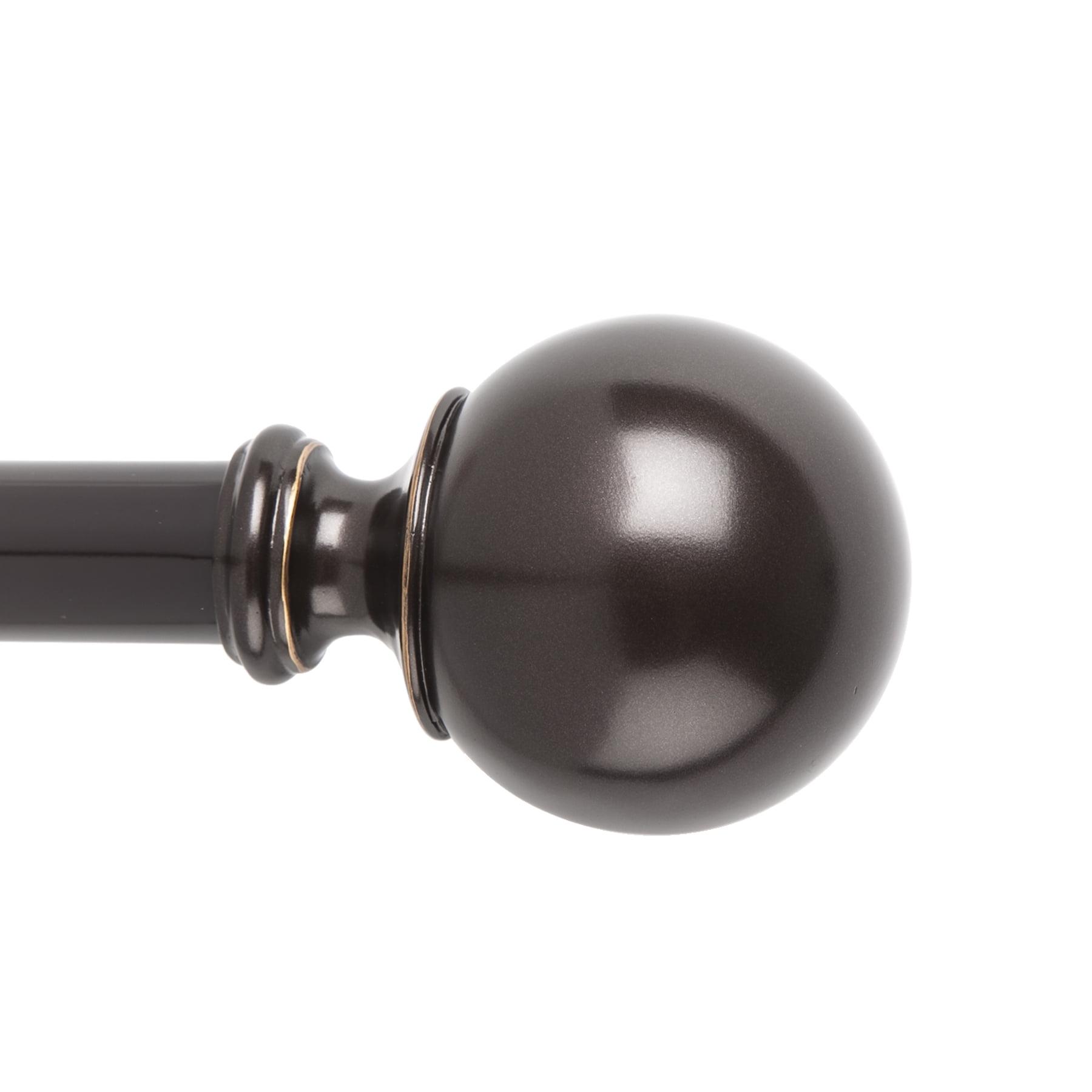 Black Adjustable 72"-144" Single Curtain Rod with Ball Finial