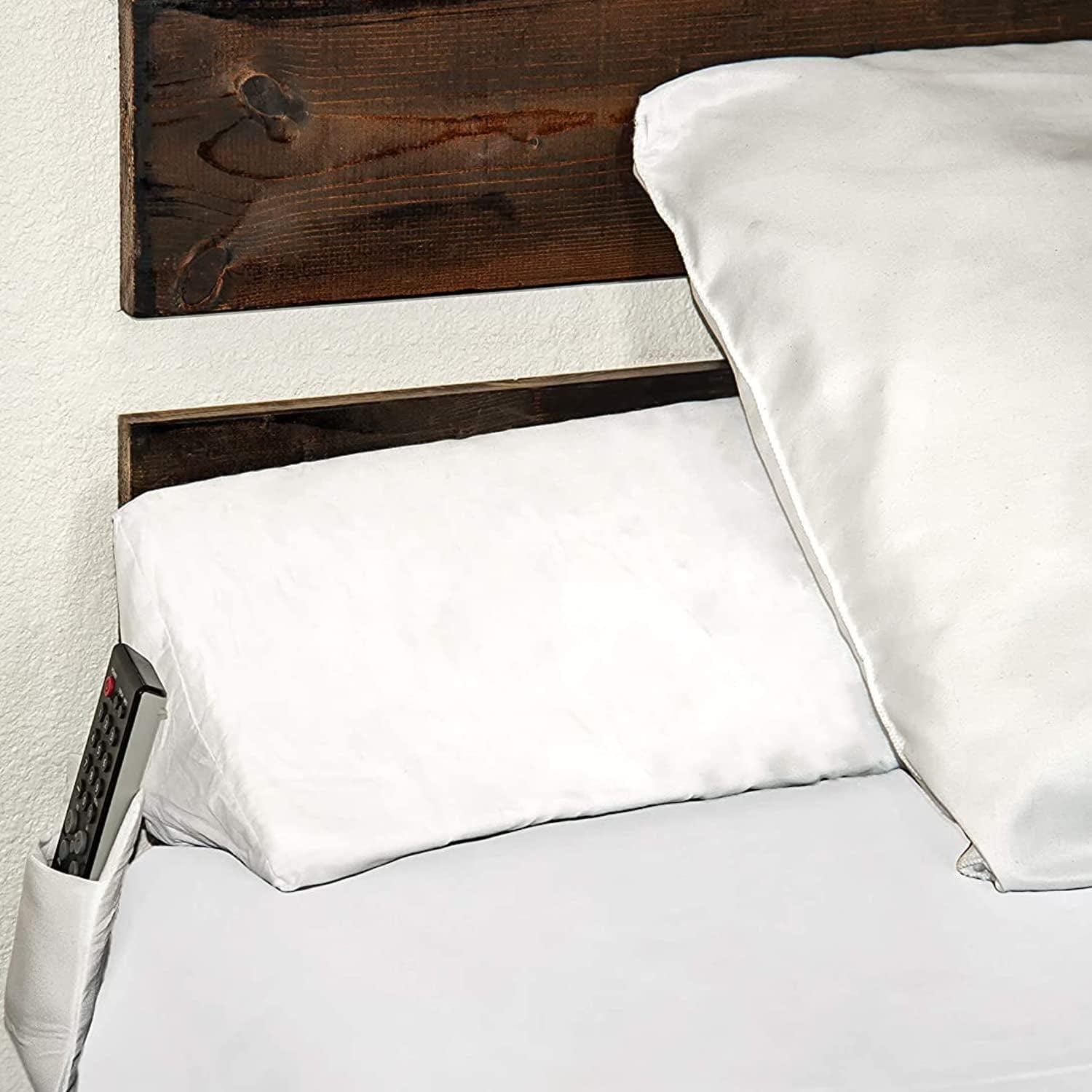 King Size White Foam Bed Wedge Pillow with Side Pocket