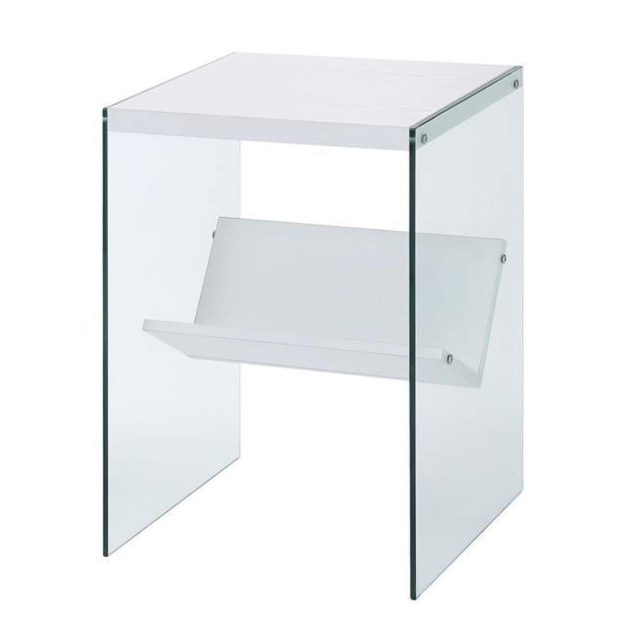 Elegant SoHo 17" White Wood and Glass End Table with Shelf