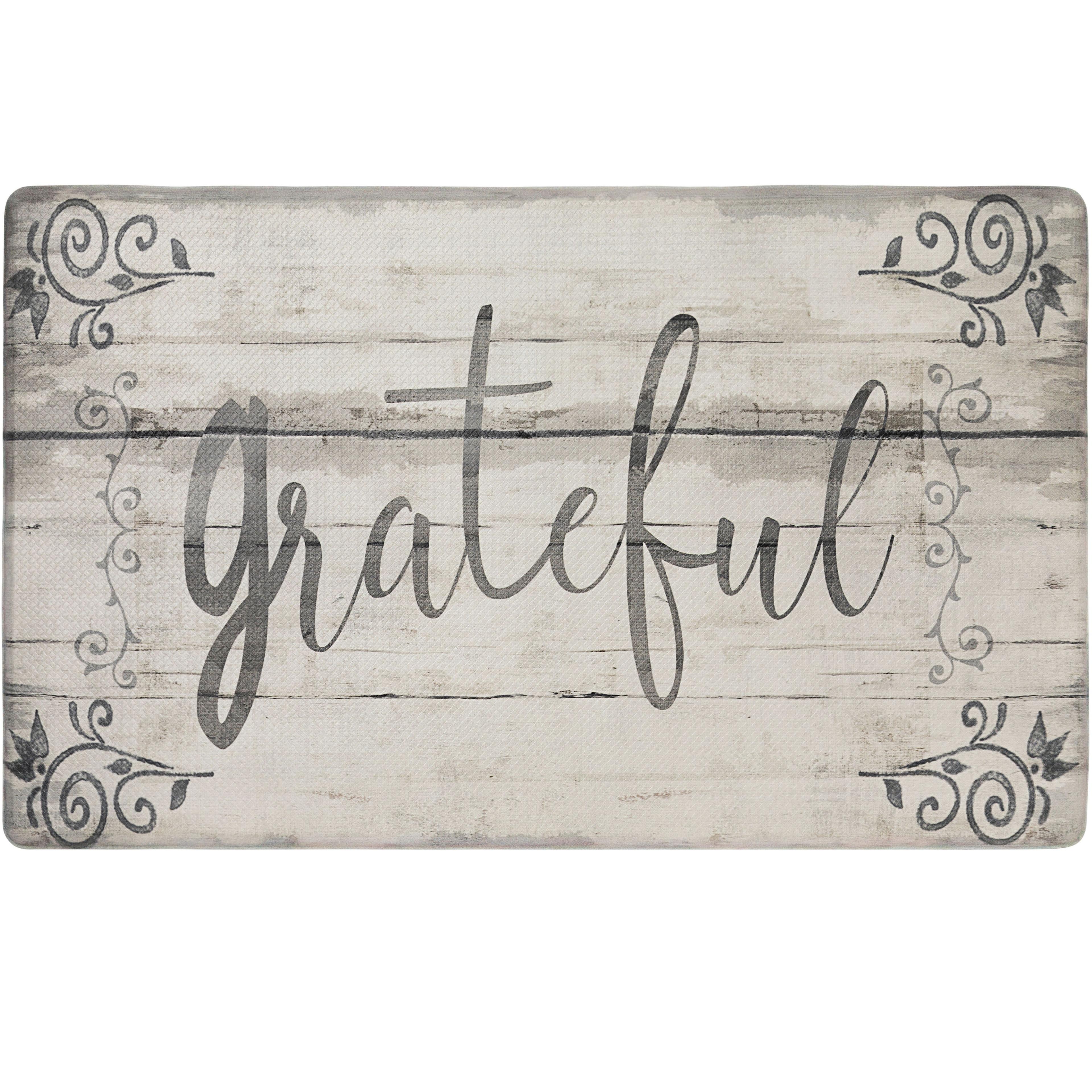 Grateful Rustic Floral Anti-Fatigue Kitchen Mat, 17.5"x55"