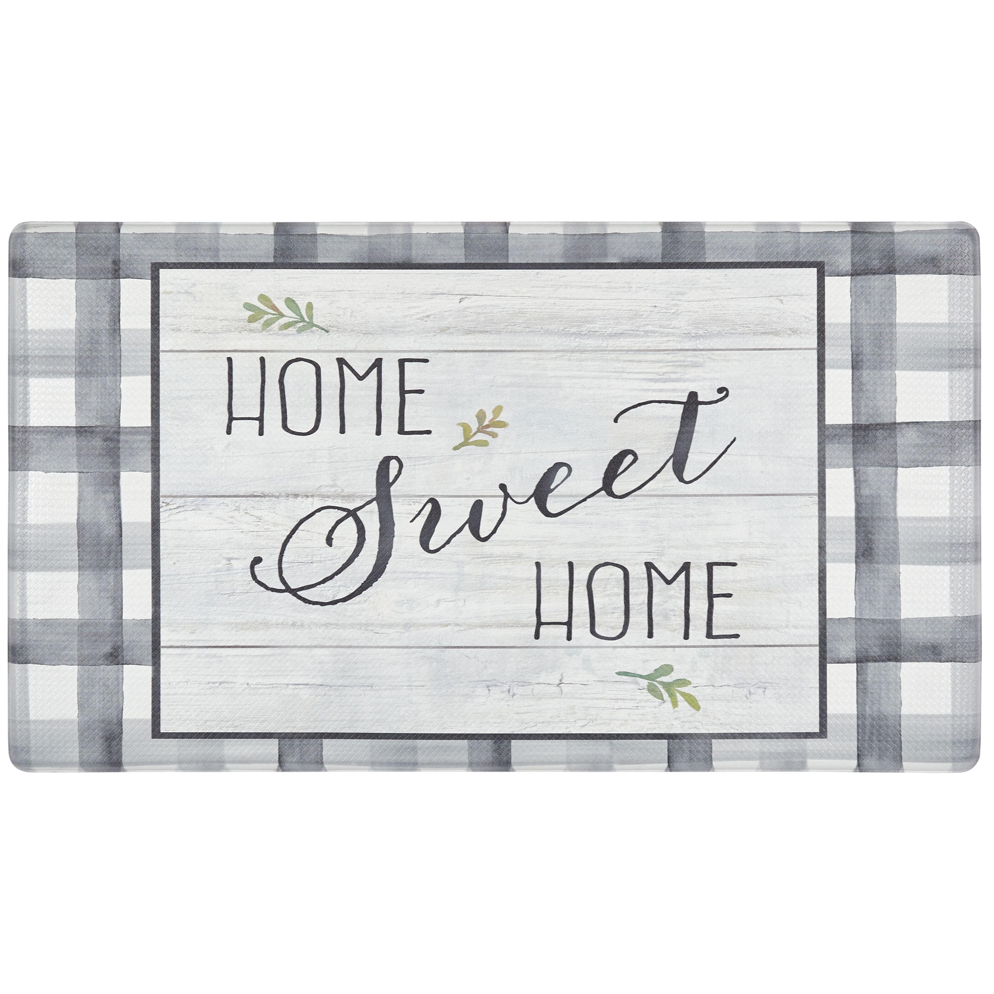 SoHome Cozy Living Home Sweet Home Buffalo Check Border Anti-Fatigue Kitchen Mat