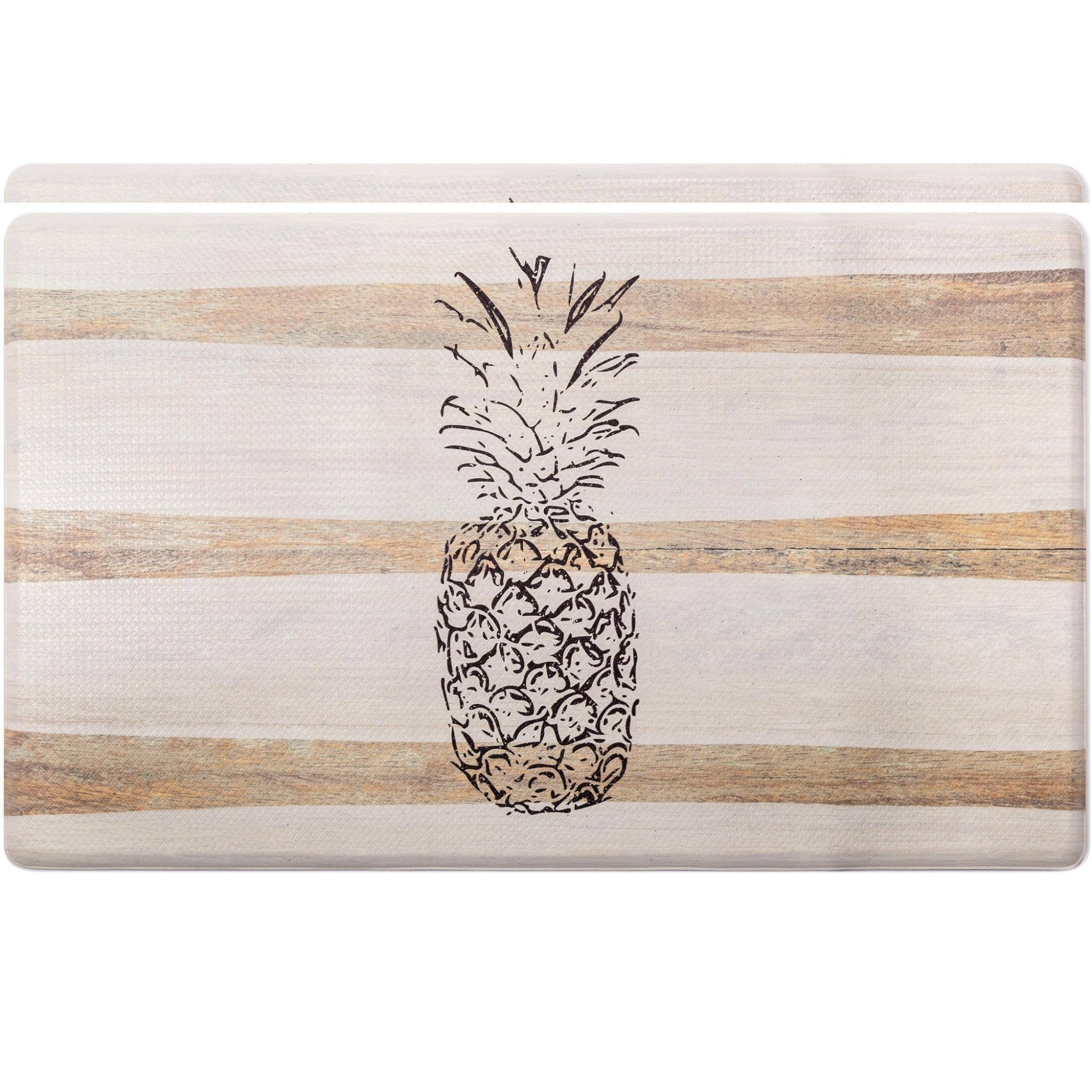 Beige and Black Pineapple Anti-Fatigue Kitchen Mat 17.5"x30"