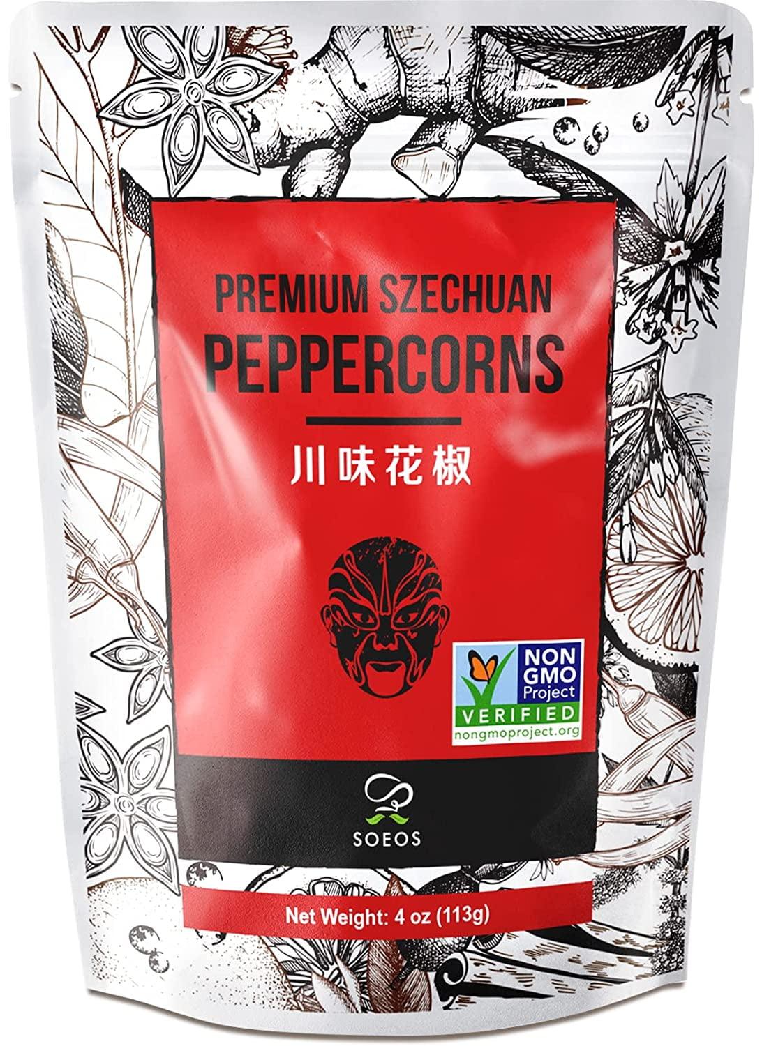 Soeos Sichuan Peppercorns 4oz, Grade A Szechuan Peppercorns, Tingle and Numbing Effect, Less Seeds