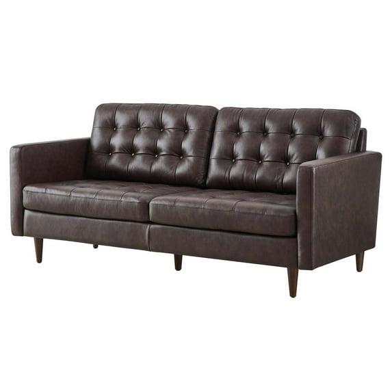 Exalt Tufted Vegan Leather Sofa-EEI-6099-BRN