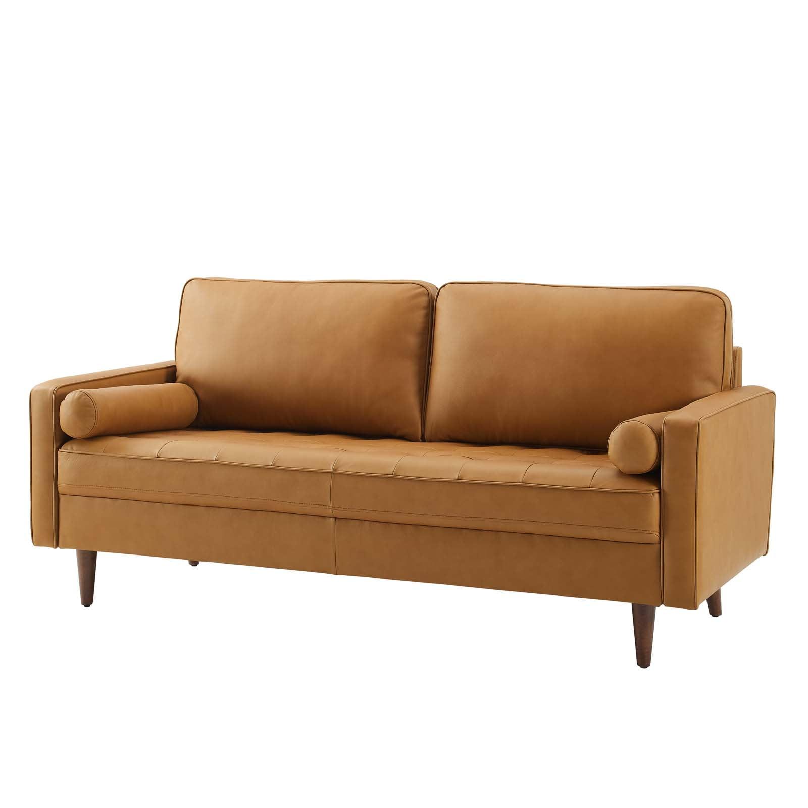 73" Valour Leather Sofa Tan - Modway
