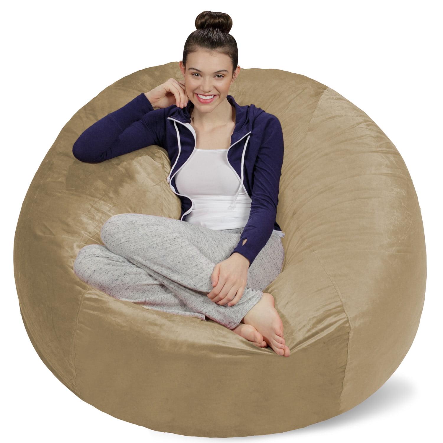 Camel Microsuede Memory Foam Bean Bag Chair, 5 ft