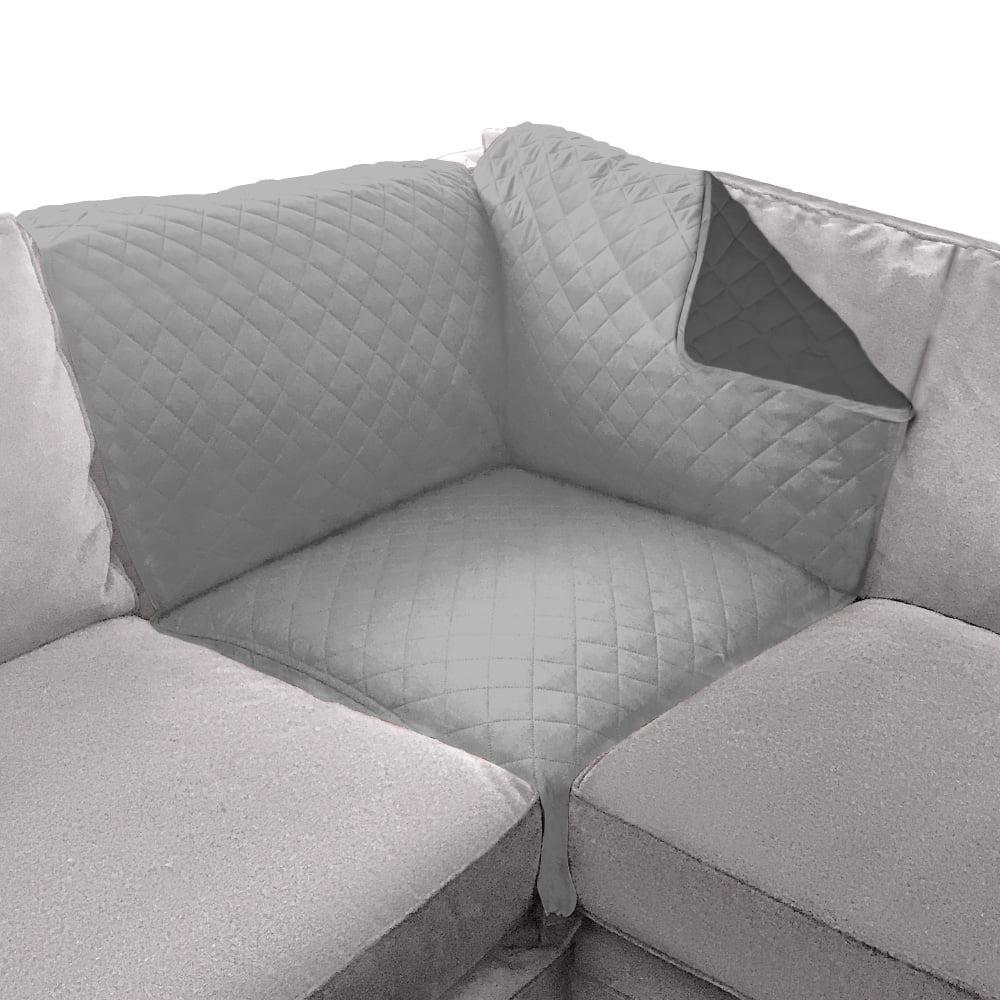 Sofa Shield Sectional Slip Cover, Large Cushion Protector for 30x30" Seat, Light Gray Charcoal