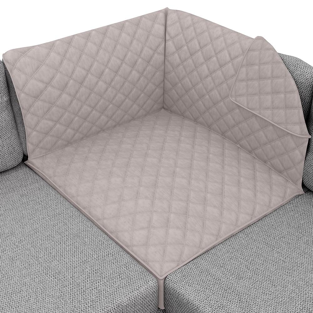 Sofa Shield Sectional Slip Cover, Large Cushion Protector for 30x30" Seat, Light Taupe