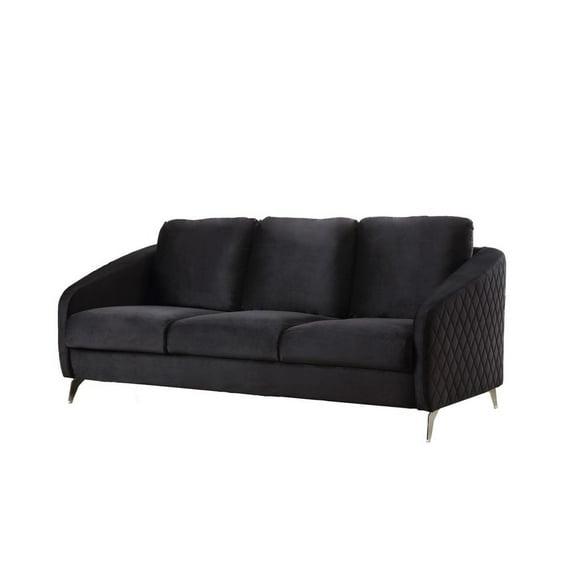 Sofia Black Velvet Elegant Modern Chic Sofa Couch with Chrome Metal Legs