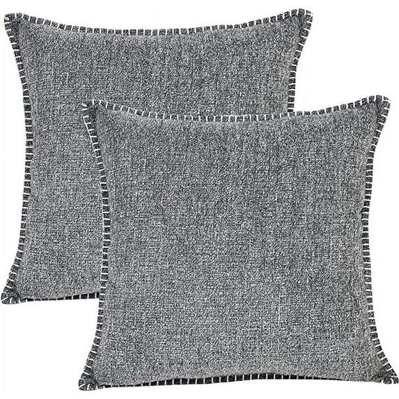 Oveesha Soft Chenille Throw Pillow Covers With Stitched Edge (Set of 2)