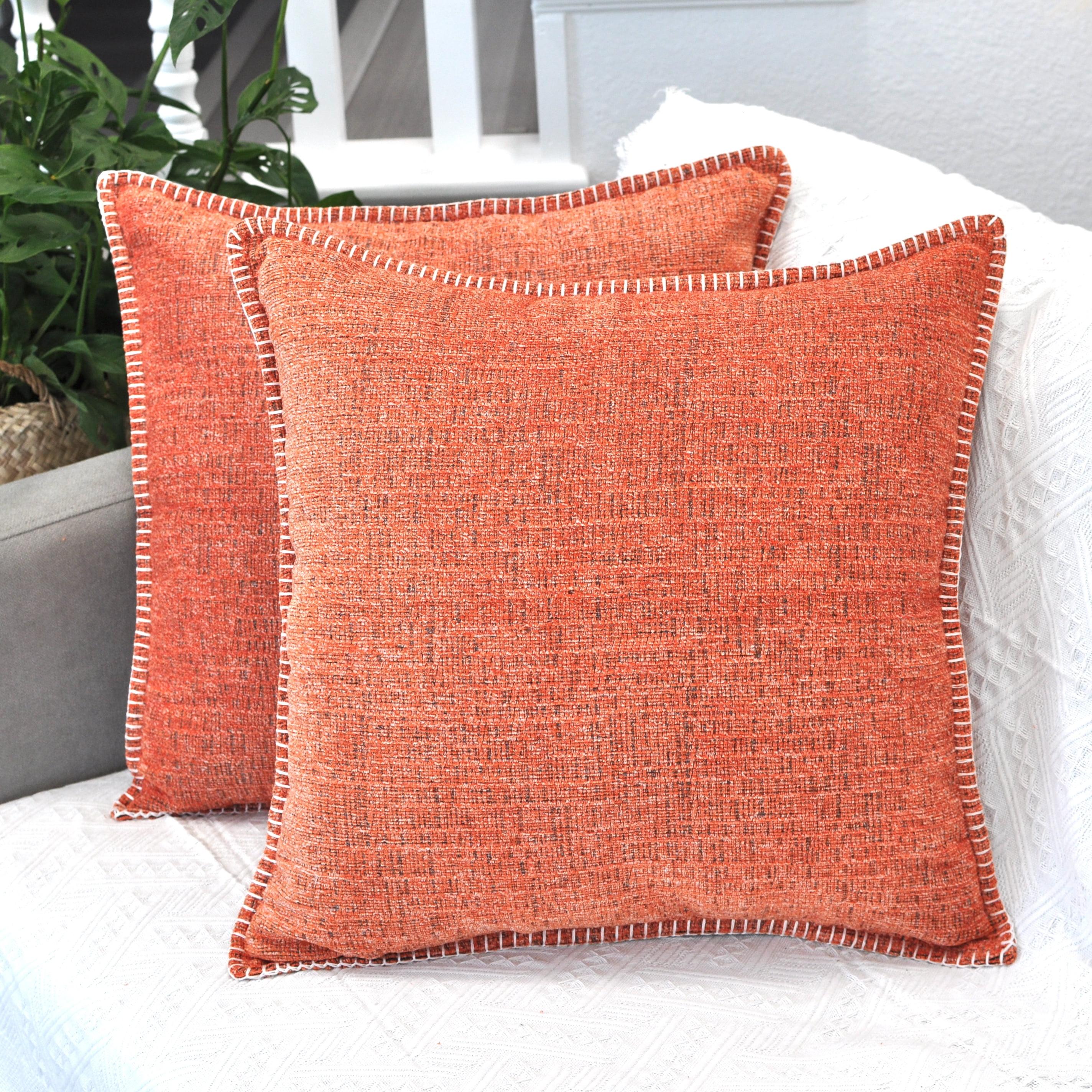 Oveesha Soft Textured Chenille Pillow Covers Set of 2 Cozy Cushion Covers
