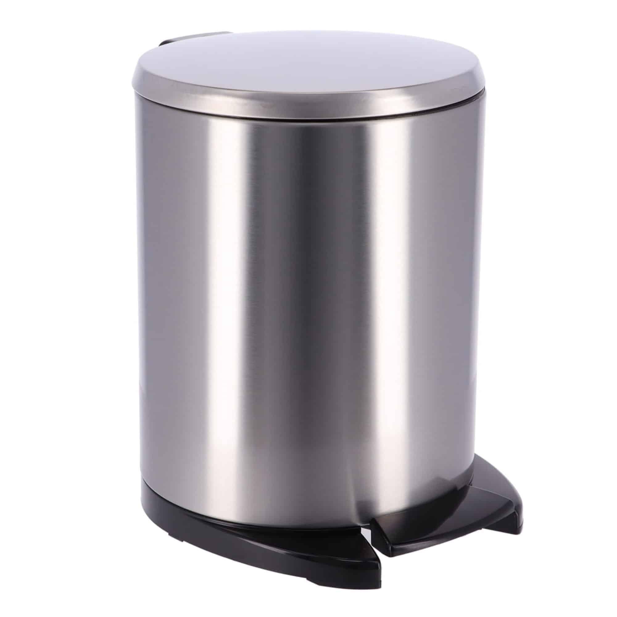 Evideco Soft Close Lid Round Metal Step on Trash Can Waste Basket  6-liters-1.6-gal.