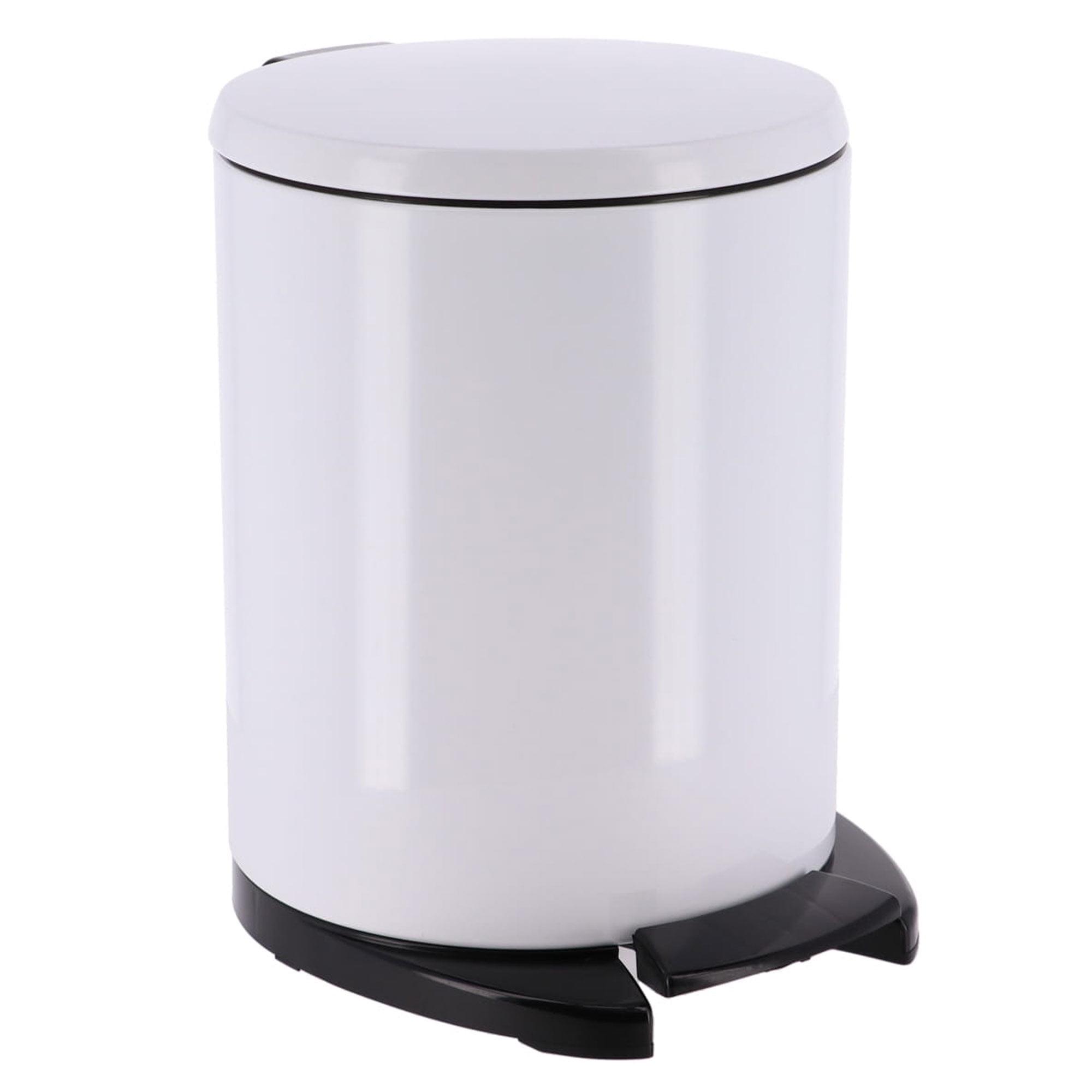 Evideco French Home Goods Soft Close Lid Round Metal Step Trash Can Waste Bin 6-liters-1.6-gal.