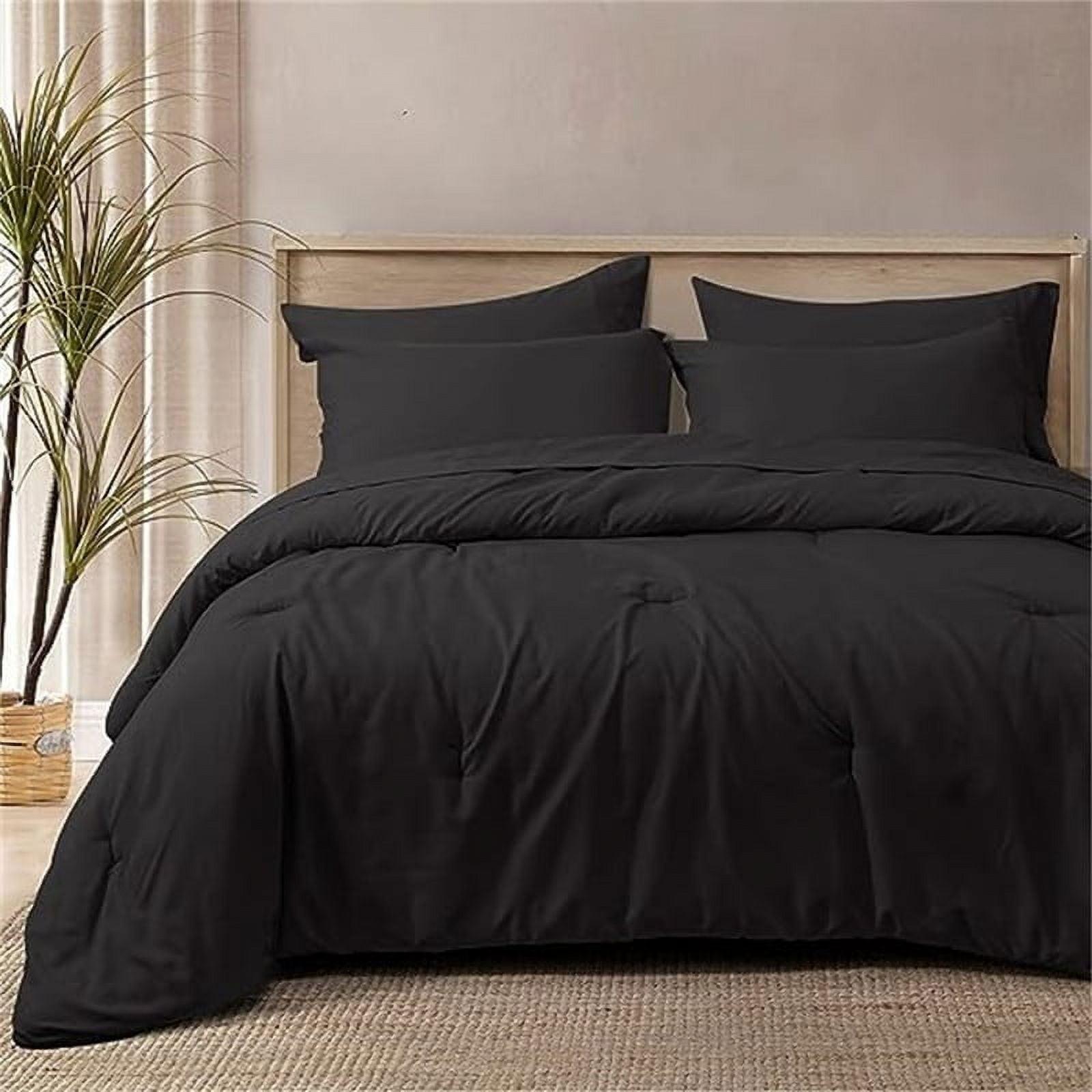 California King Black Microfiber Reversible Bed in a Bag Set