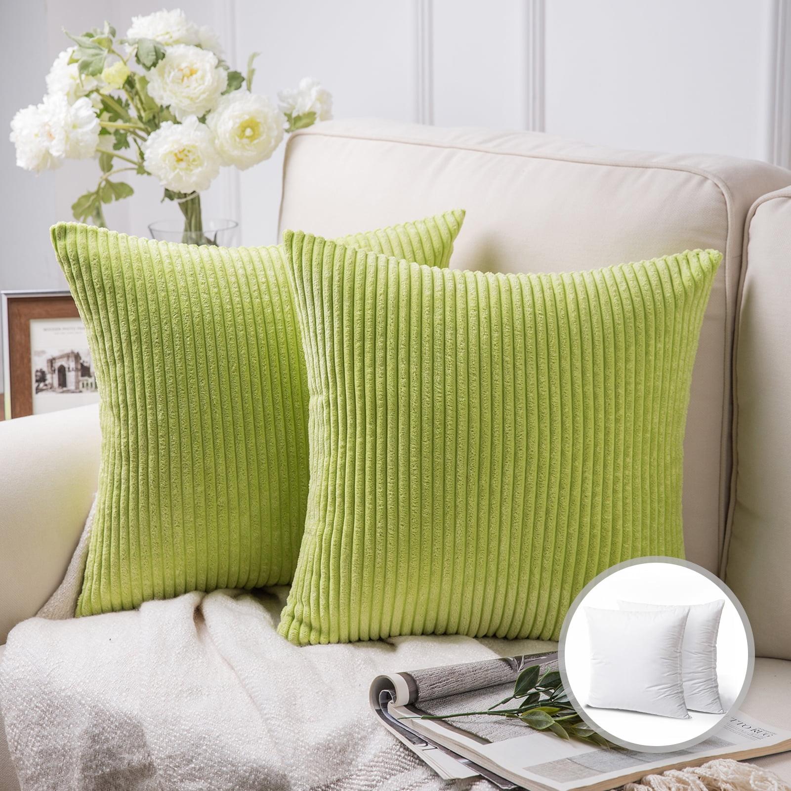 YUYNINP Set of 2 Farmhouse Throw Pillow Covers 20 x 20 Inch,Square Striped Decorative Pillow Cases for Couch Sofa Chair Bedroom Modern Decor (Green1)