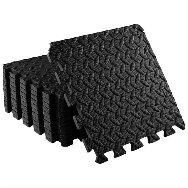 Soft Mat Block Interlocking Foam Exercise Floor Mats 11.8 inch,12 pcs,Yoga Gym Mat Flooring,Exercise Equipment Mat for Home Gym Equipment,Black