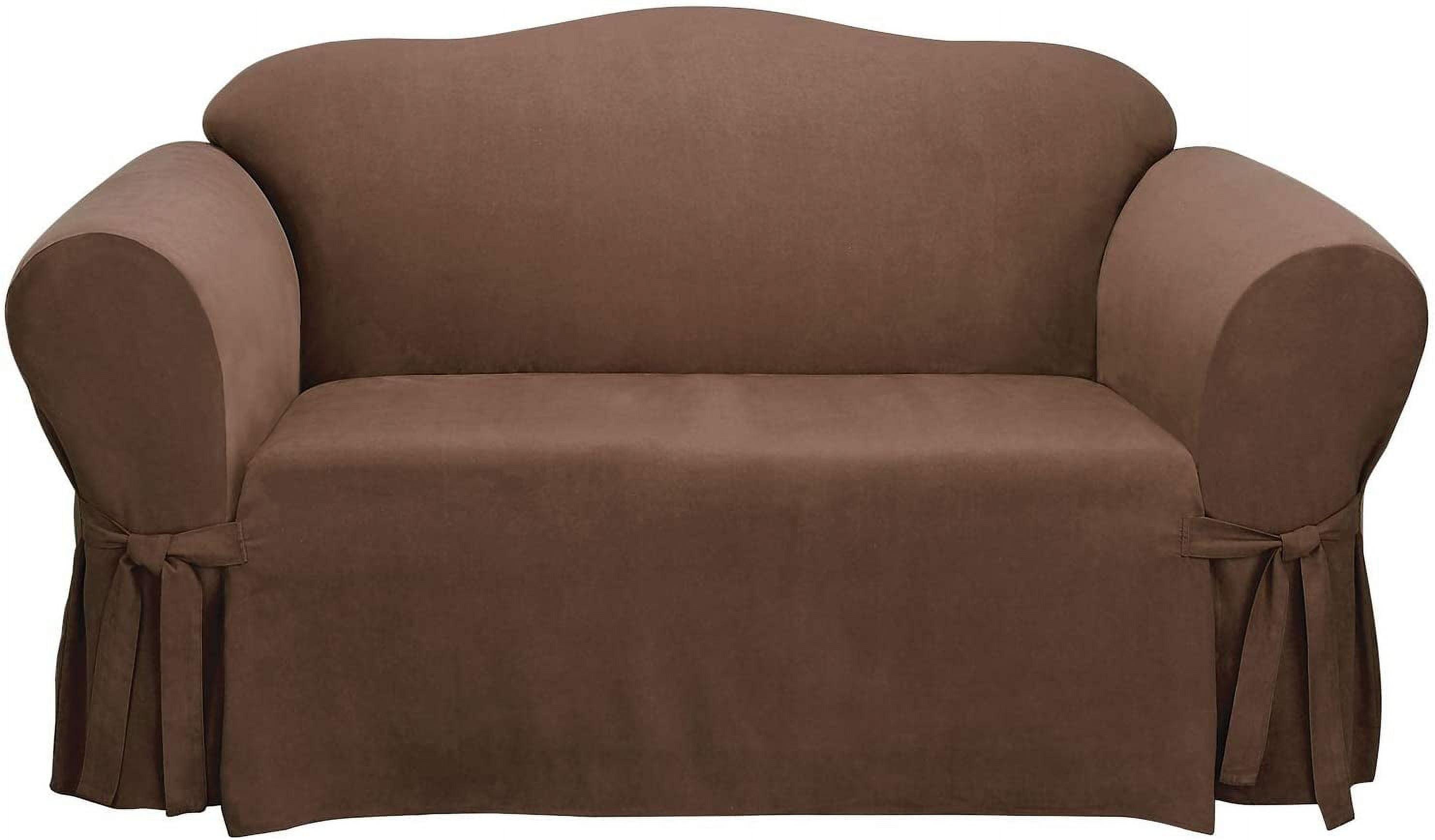 Soft Suede Loveseat Slipcover Chocolate - Sure Fit