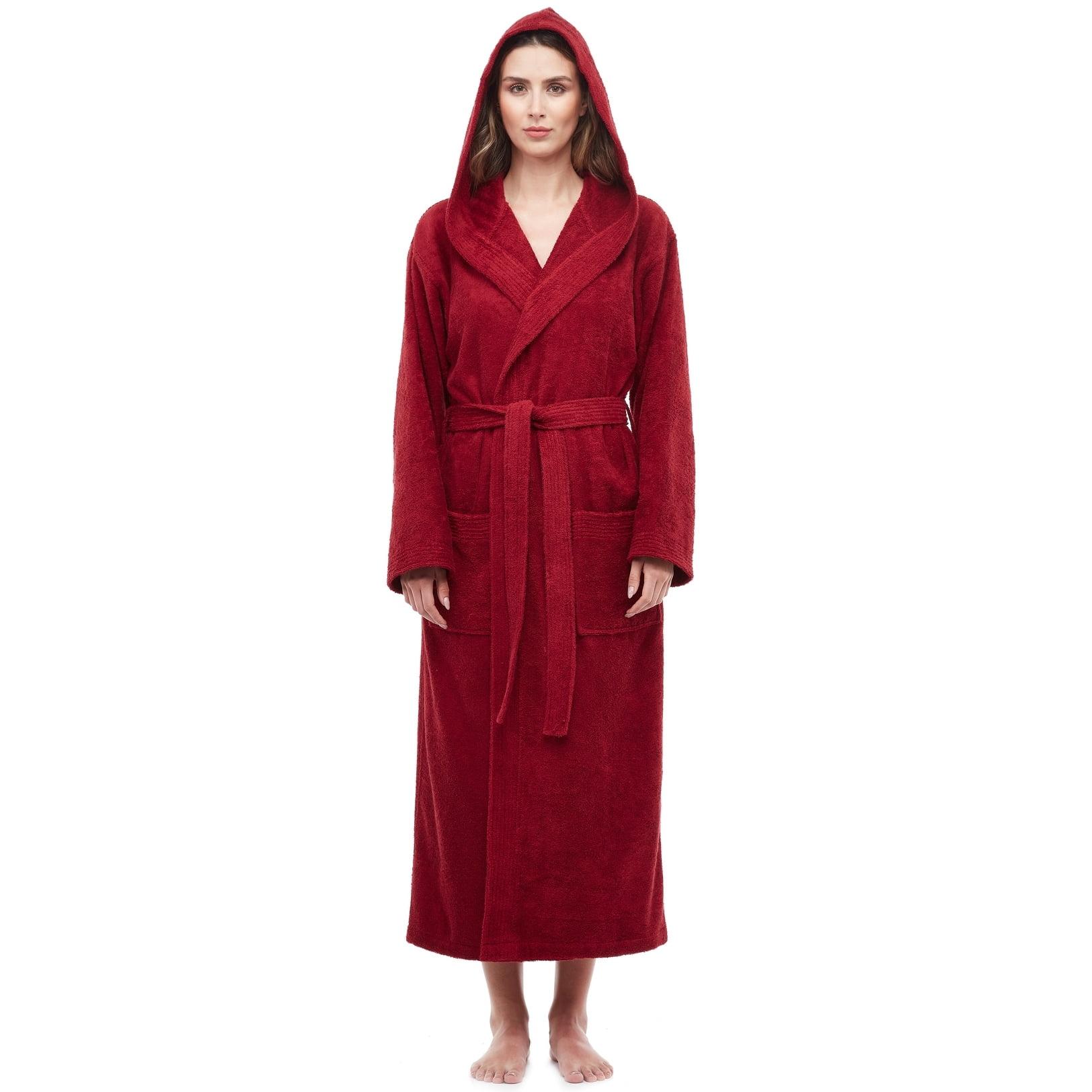 Red Barrel Studio® Hovis Cotton Terry Cloth Ankle Bathrobe with Pockets and Hood