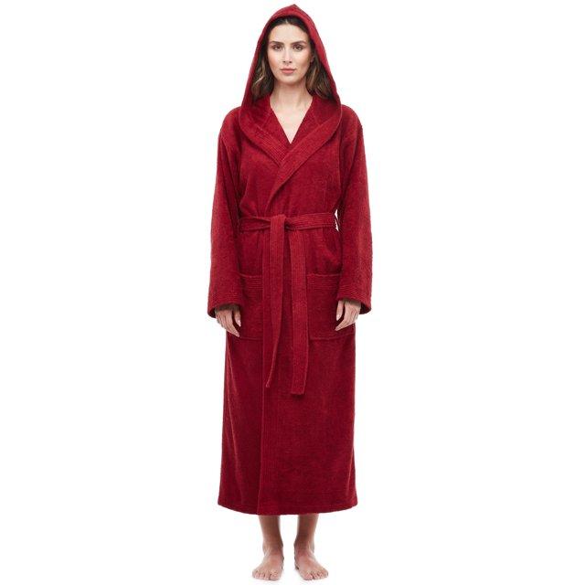Red Barrel Studio® Hovis Cotton Terry Cloth Ankle Bathrobe with Pockets and Hood