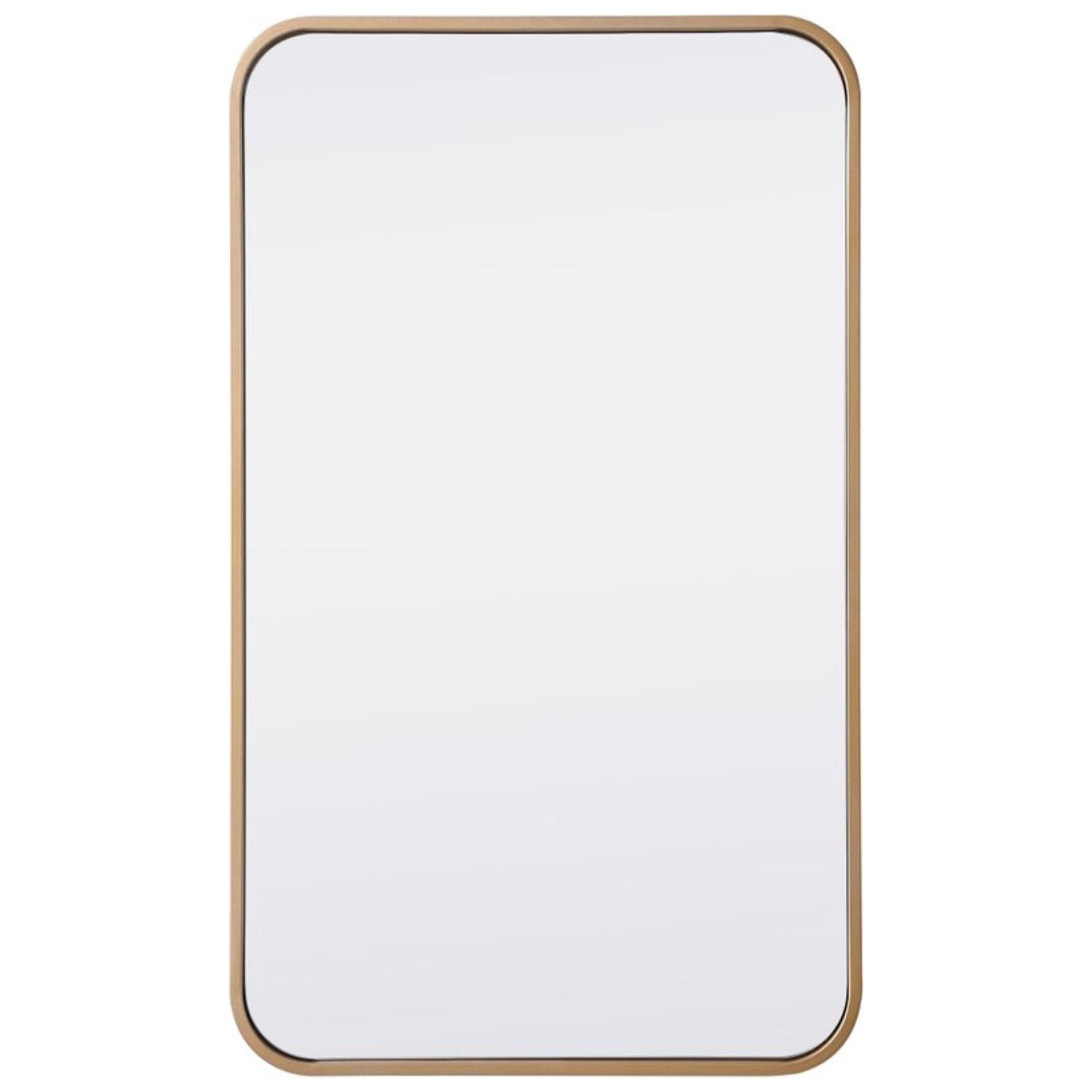 Elegant Lighting Soft corner metal rectangular mirror 18x30 inch in Brass