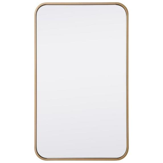 Elegant Lighting Soft corner metal rectangular mirror 18x30 inch in Brass