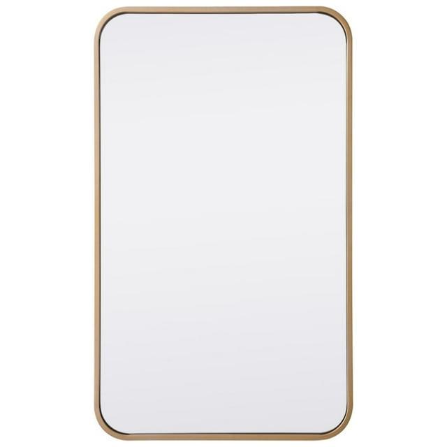 Elegant Lighting Soft corner metal rectangular mirror 18x30 inch in Brass