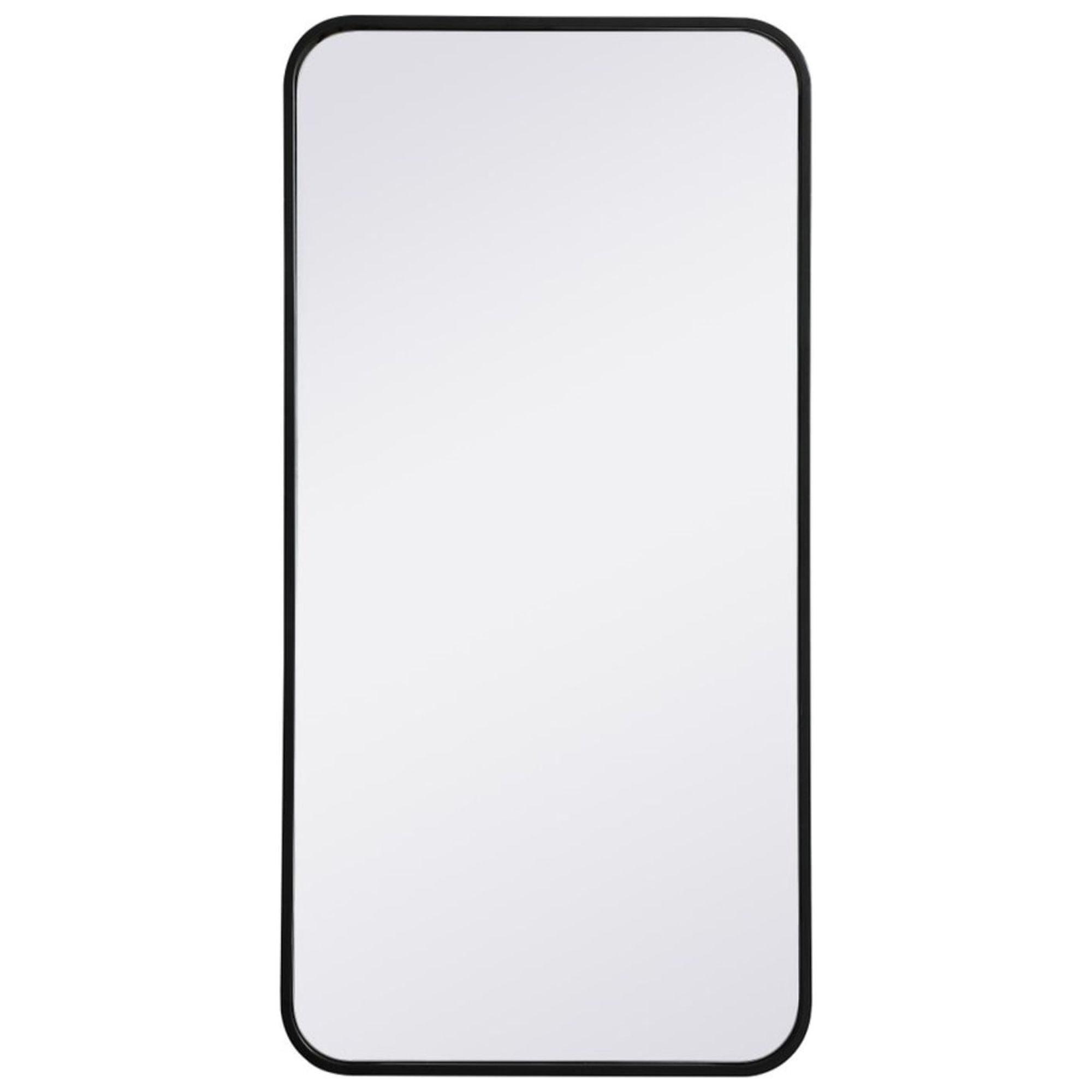 Elegant Lighting Soft corner metal rectangular mirror 18x36 inch in Black