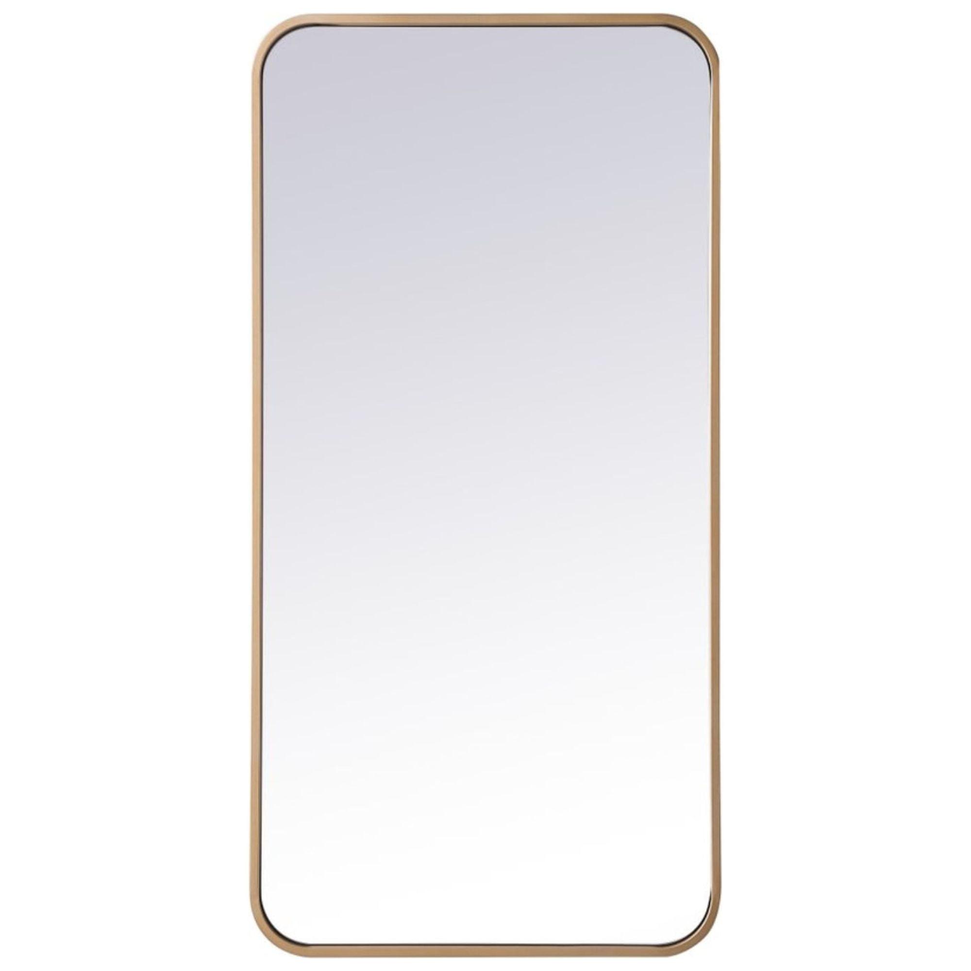 Contemporary Gold Brass Rectangular Bathroom Mirror 18x36 inch