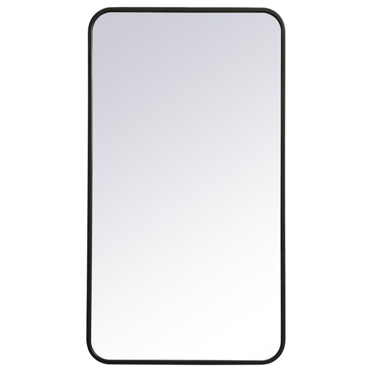 Contemporary Black Frameless Rectangular Wall Mirror 20x36 Inch