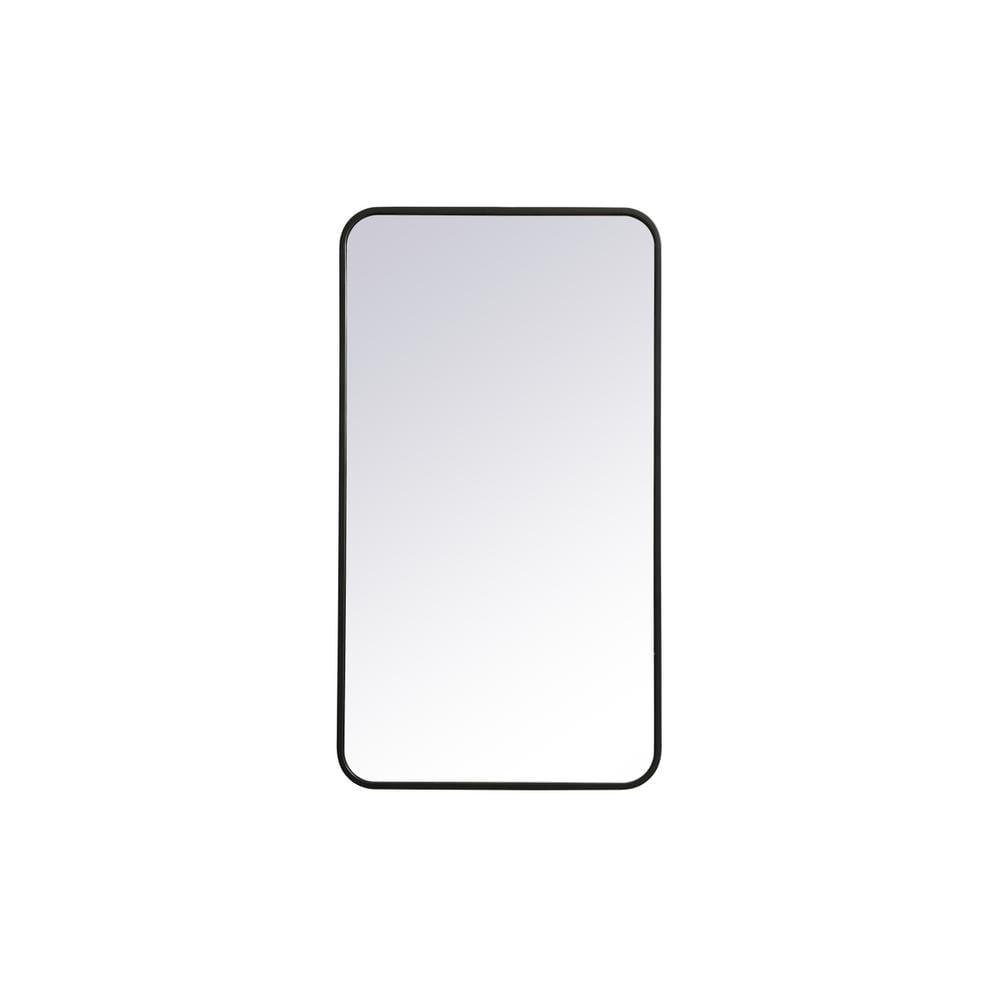 Elegant Lighting Soft corner metal rectangular mirror 20x36 inch in Black