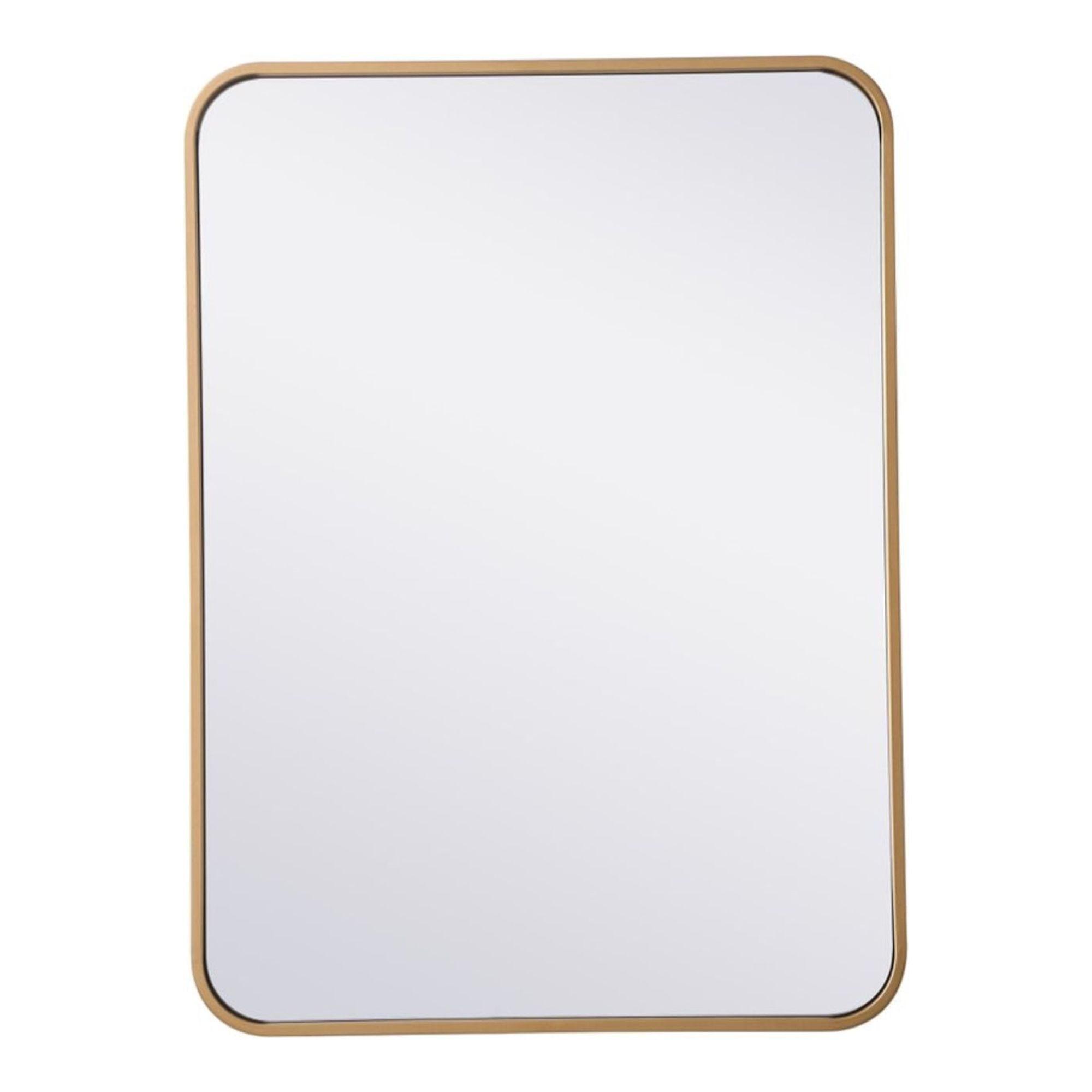 Evermore Contemporary 22x30 Inch Rectangular Wood Vanity Mirror in Gold