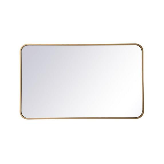 Elegant Lighting Soft corner metal rectangular mirror 22x36 inch in Brass