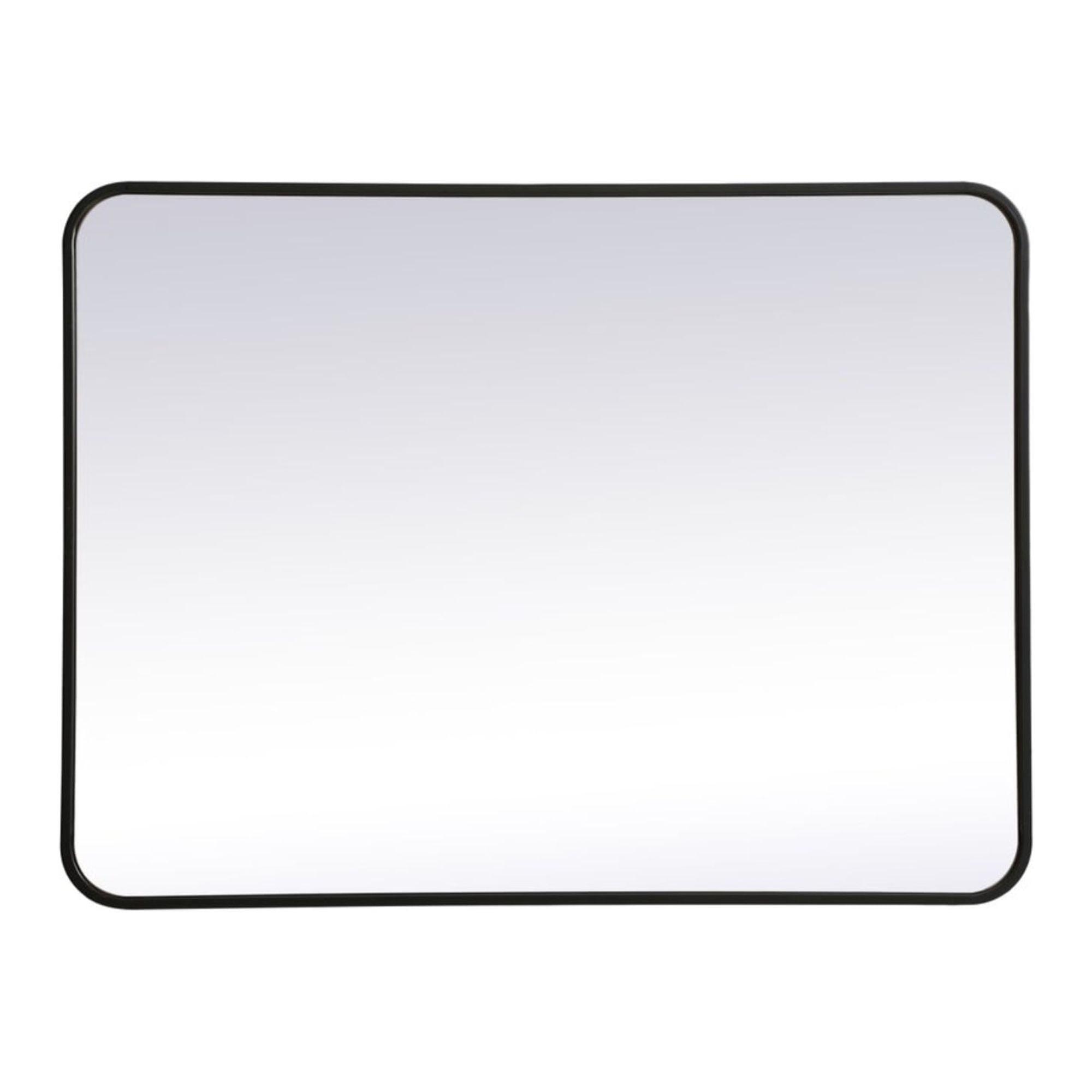 Elegant Lighting Soft corner metal rectangular mirror 27x36 inch in Black