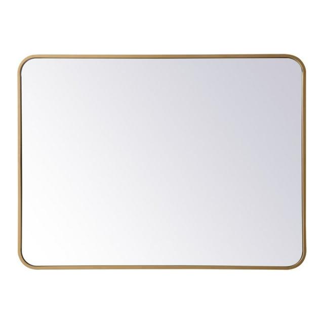 Elegant Lighting Soft corner metal rectangular mirror 27x36 inch in Brass