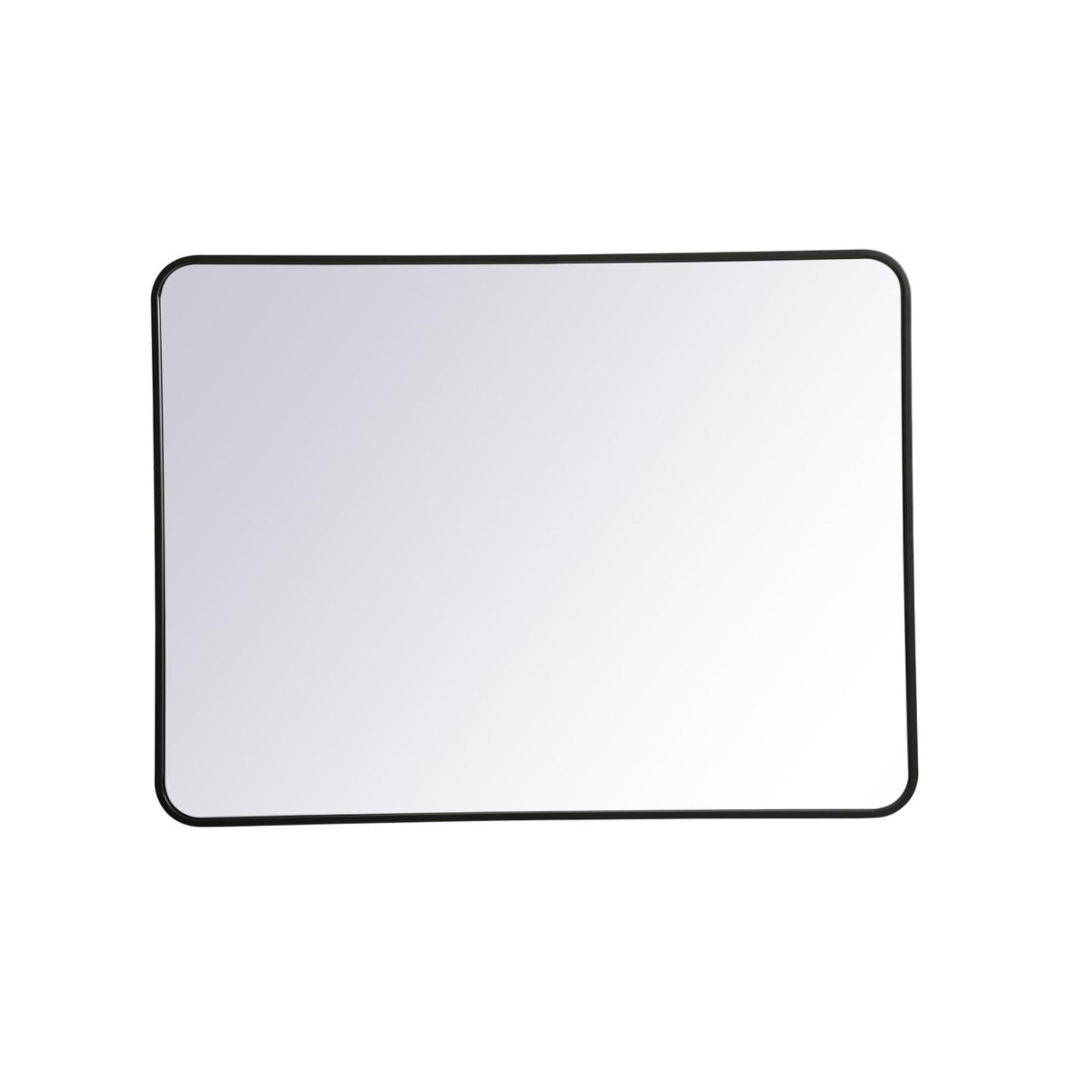 Contemporary Black Wood Rectangular Mirror 30x40 Inch