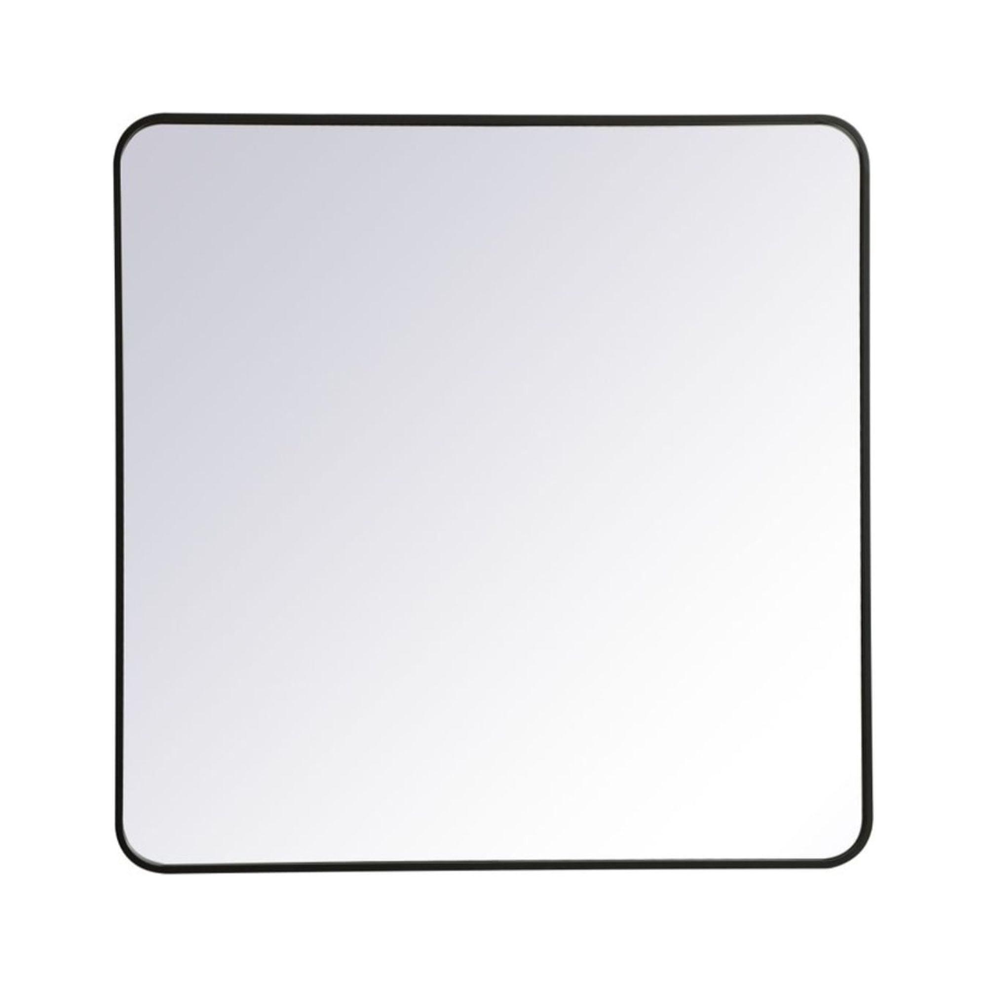 Elegant Lighting Soft corner metal rectangular mirror 36x36 inch in Black
