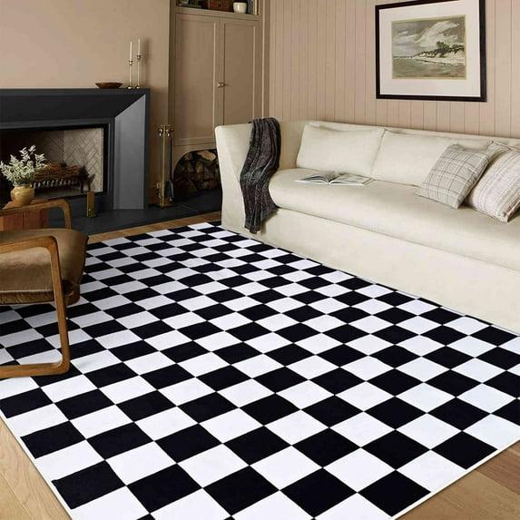 Corrigan Studio® Haylee Super Lightweight Plastic Straw Rug Checkered Black/White Outdoor Area Rug