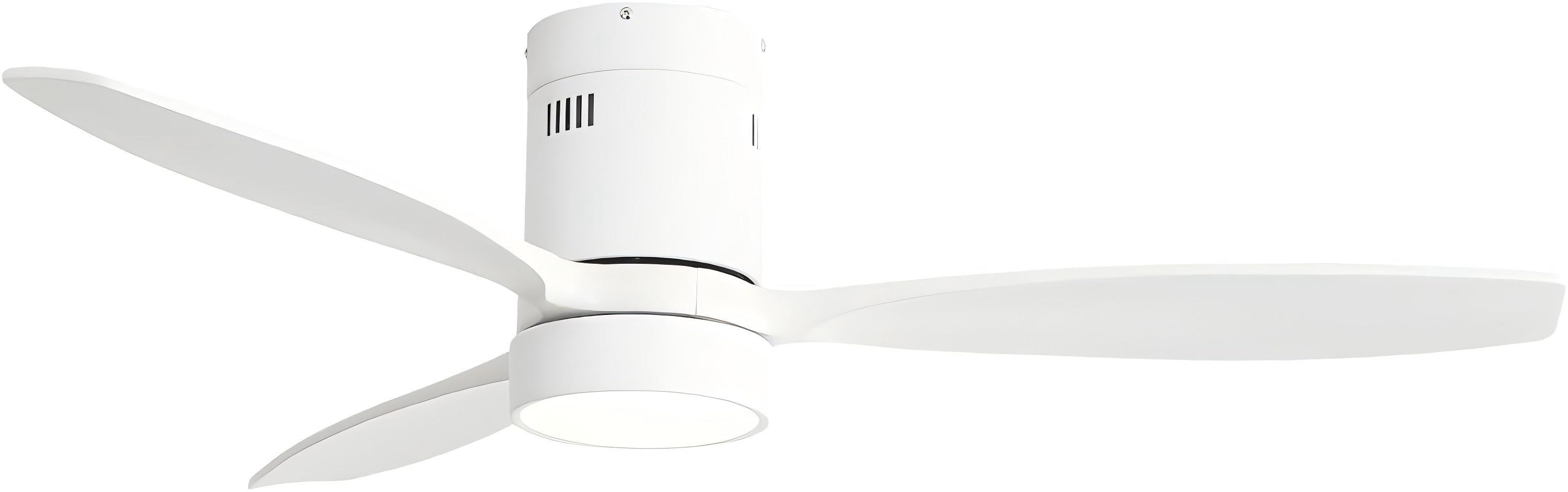 Sofucor 52 inch Wood Low Profile White Ceiling Fans with Lights and Remote, Modern Flush Mount Quiet Ceiling Fan for Bedroom, Reversible DC Moto