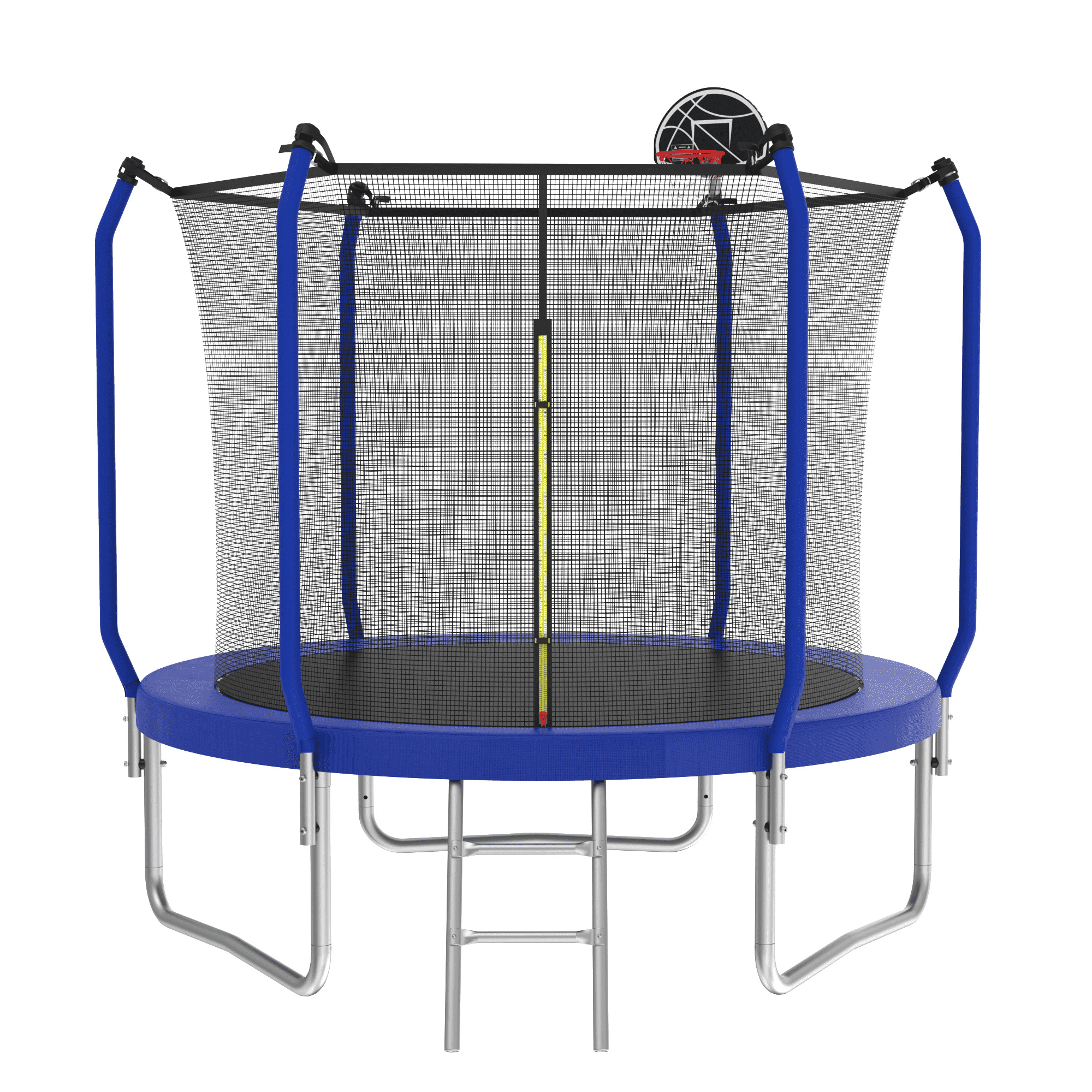 10FT Trampoline with Basketball Hoop, Outdoor Trampoline with Enclosure Net, Blue