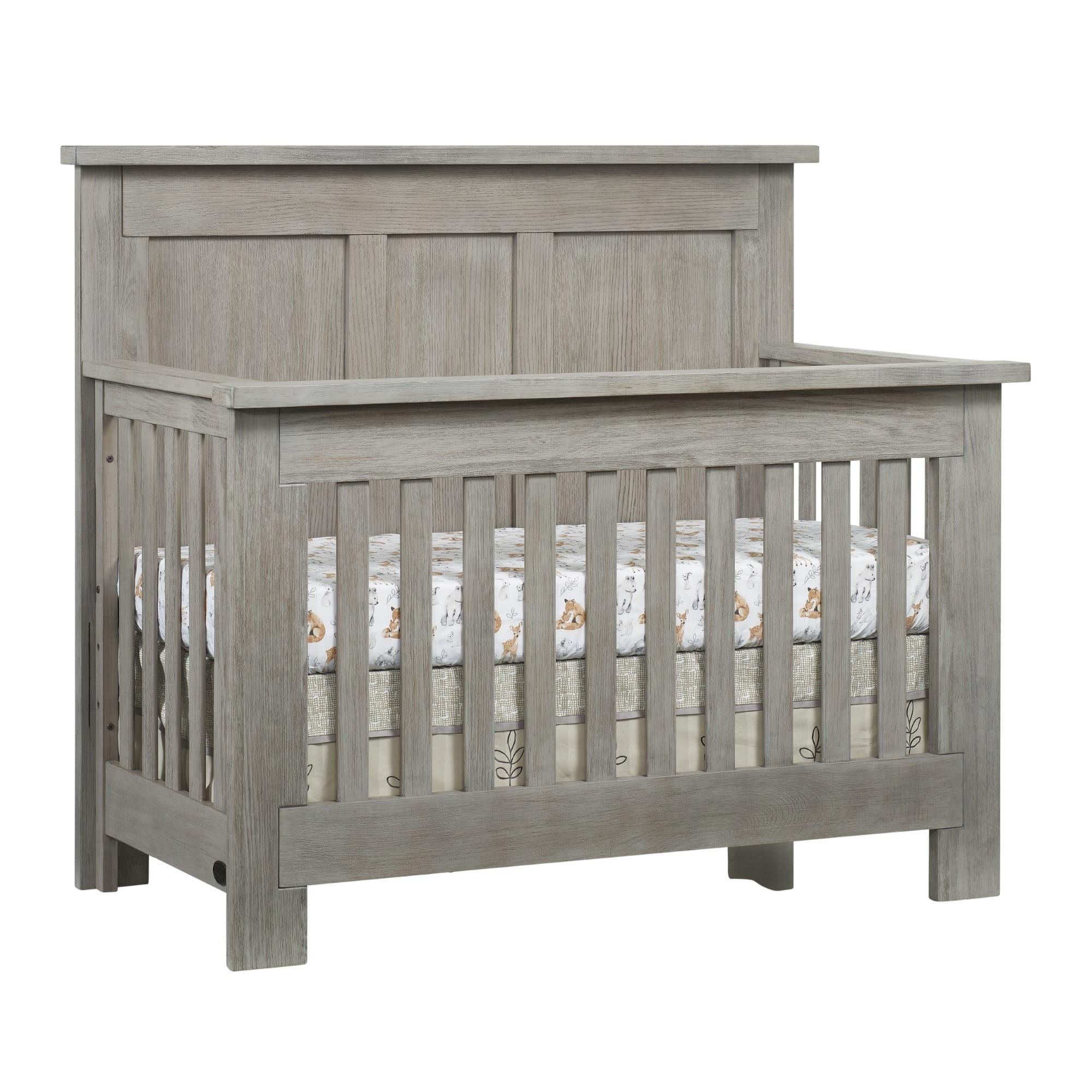 Oak Gray 4-in-1 Convertible Crib with Rustic Wainscoting