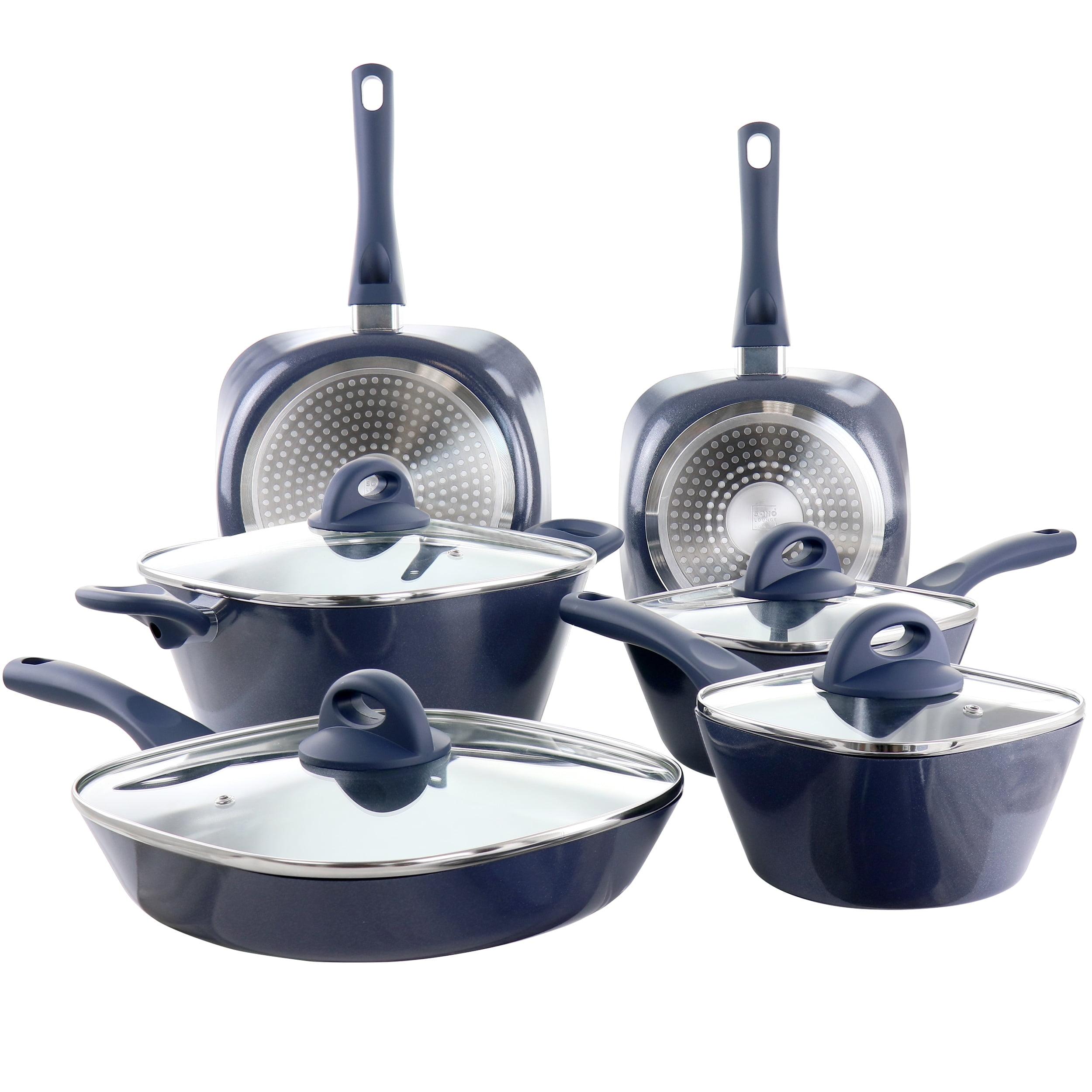 Soho Lounge Blue 10-Piece Nonstick Aluminum Cookware Set