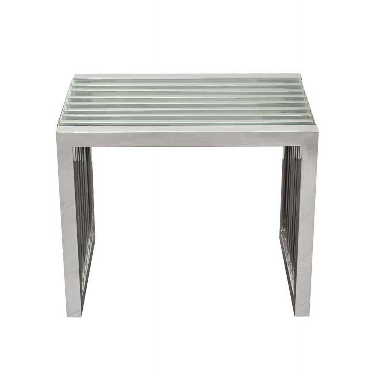 Soho Rectangular Stainless Steel End Table with Glass Top