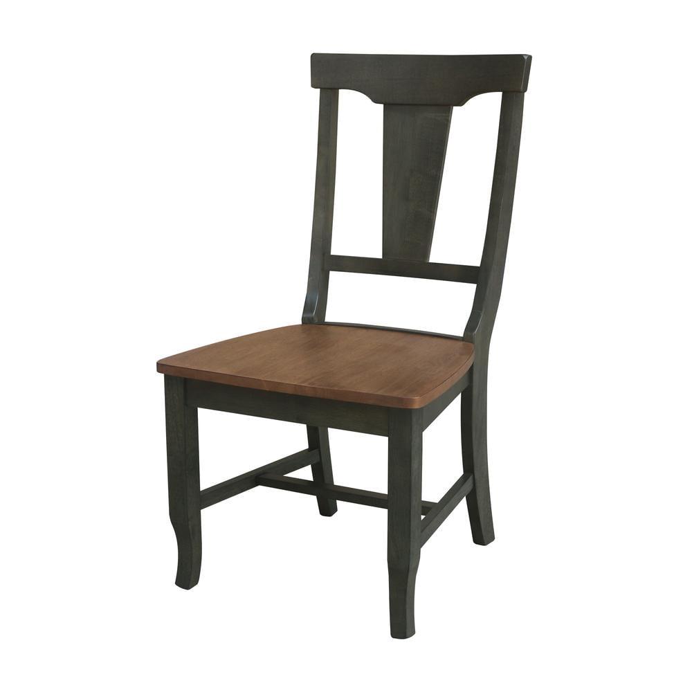 Elegant Hickory & Washed Coal Solid Wood Dining Chairs - Set of 2