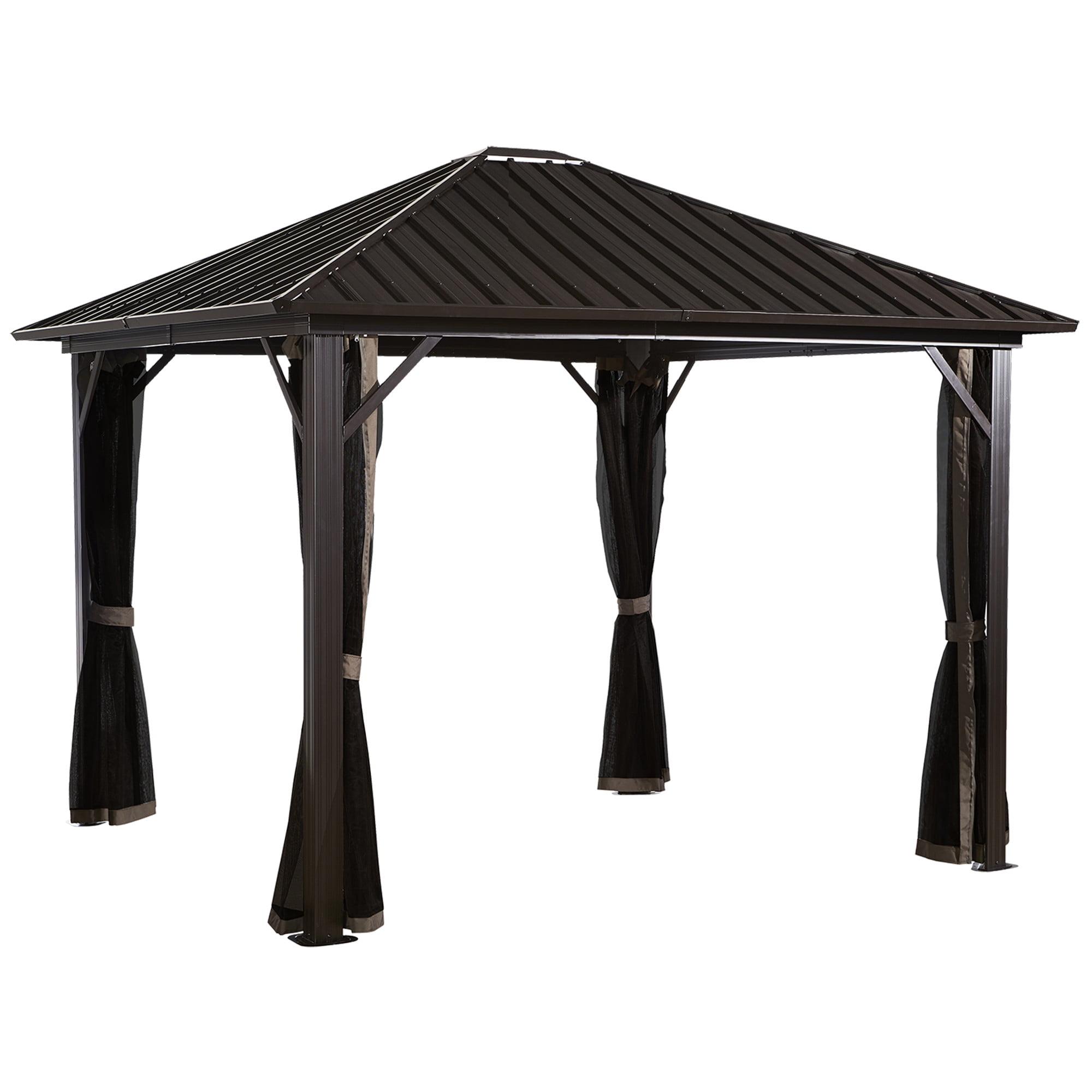 Genova 10 ft x 10 ft Brown Steel Roof Gazebo