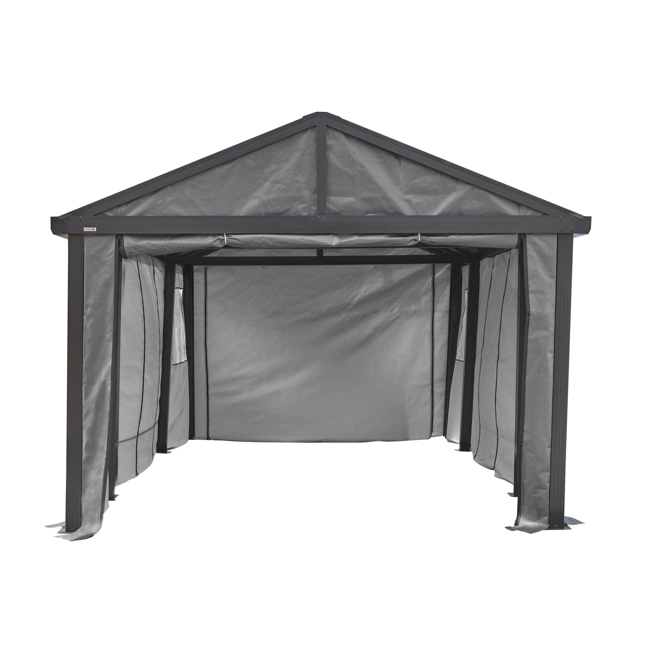 Samara Gray Fabric 12x20 ft Carport Enclosure Kit