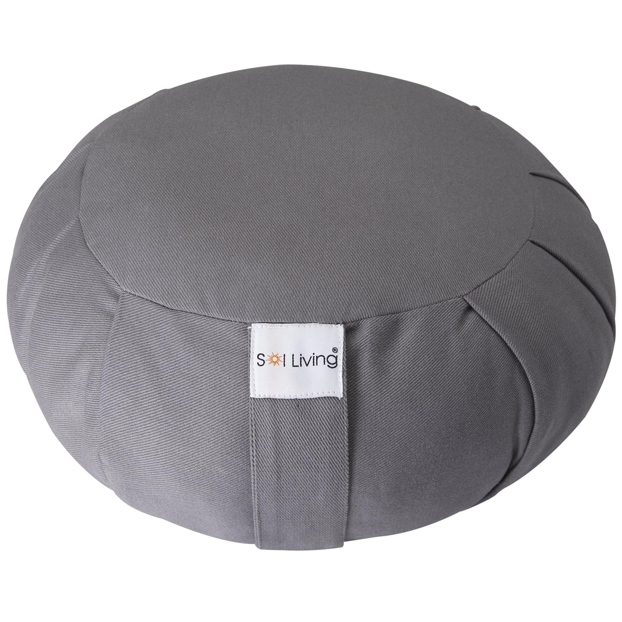 Sol Living Organic Cotton Zafu Meditation Cushion Meditation Cushion with Full Back Support and Core Stability Durable Eco-Friendly Meditation Pillow Grey